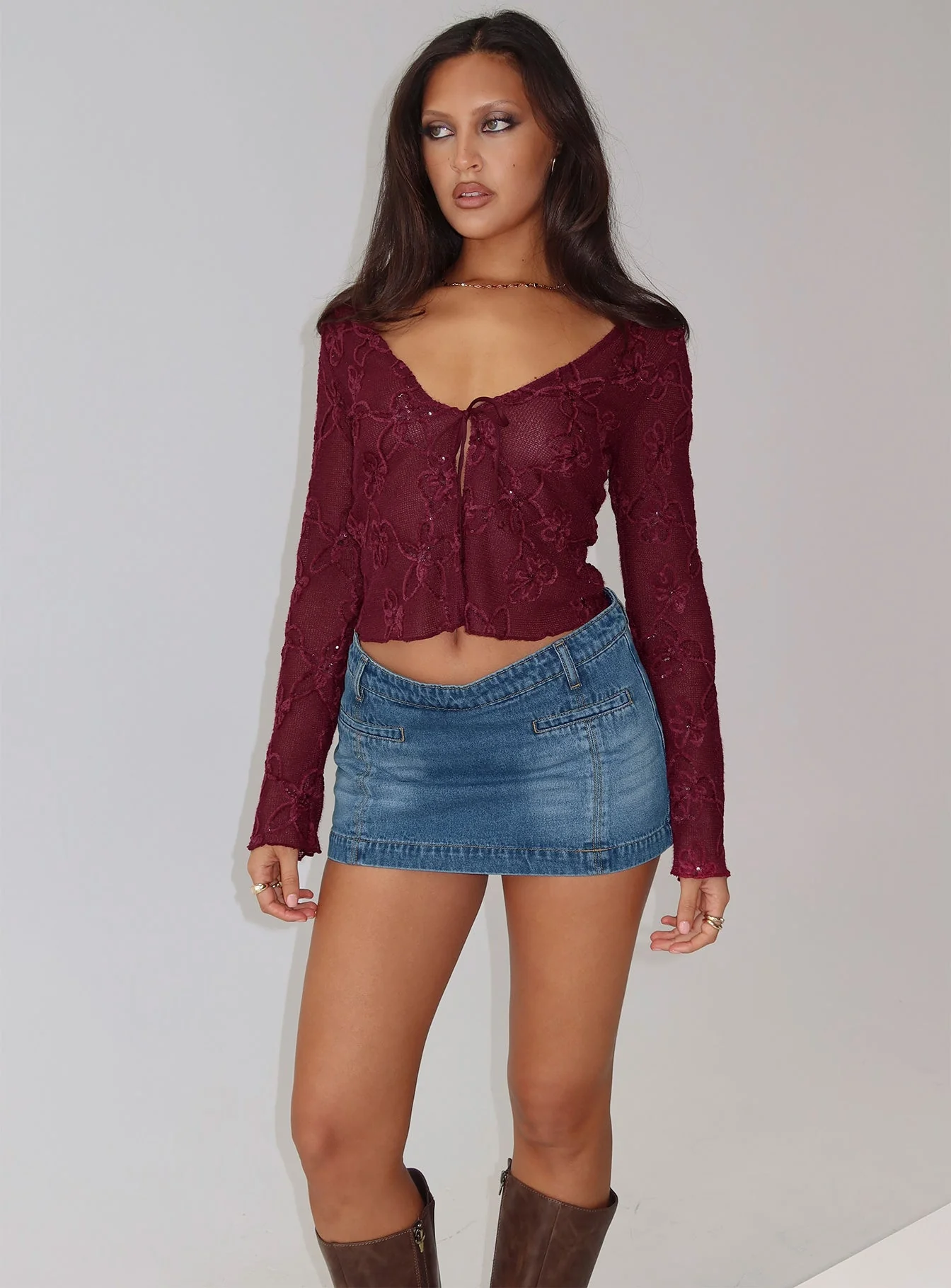Sukita Long Sleeve Top Burgundy - Image 8