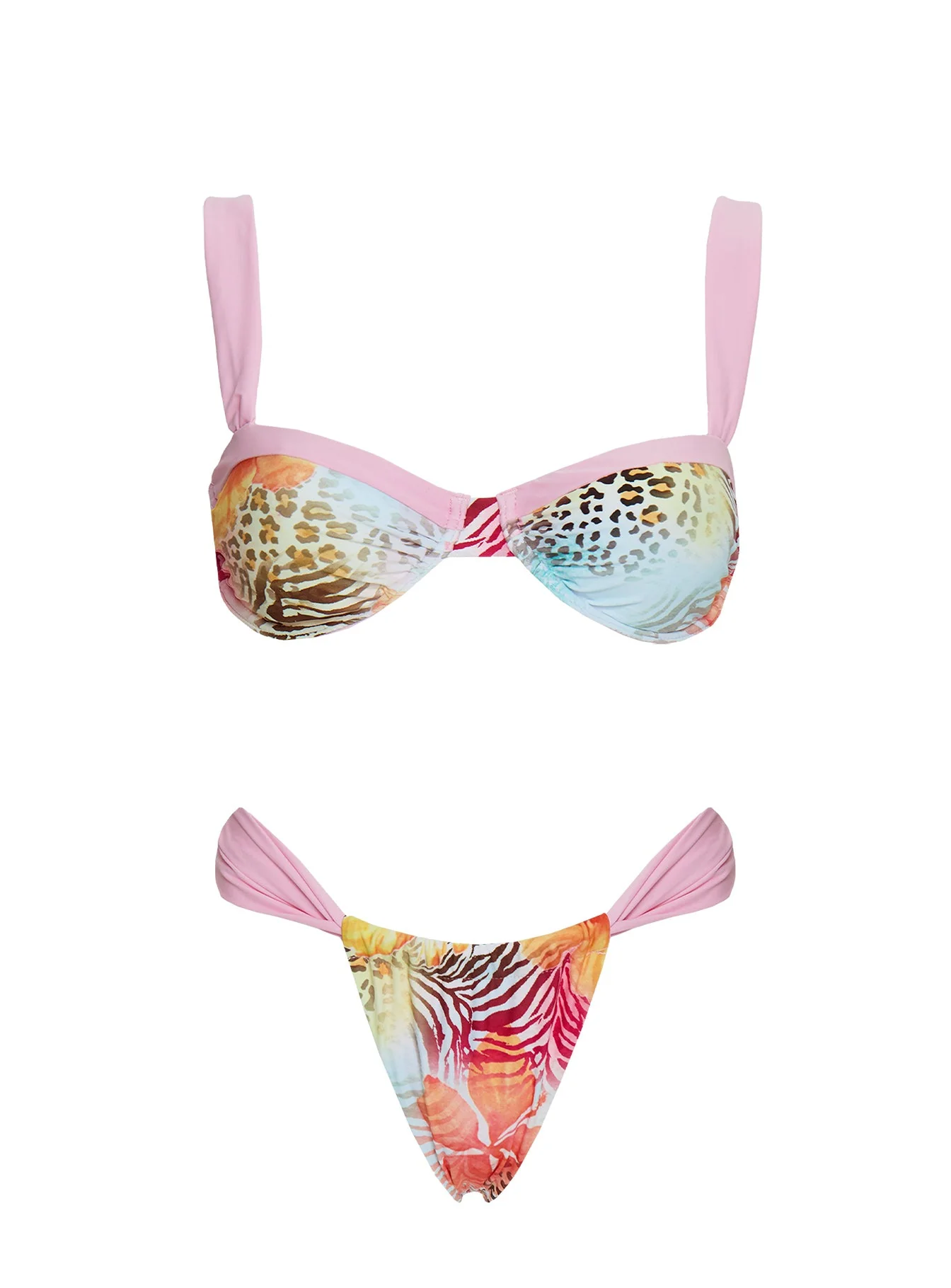 Summer Season Ruched Side Bikini Bottoms Animal Floral - Image 5