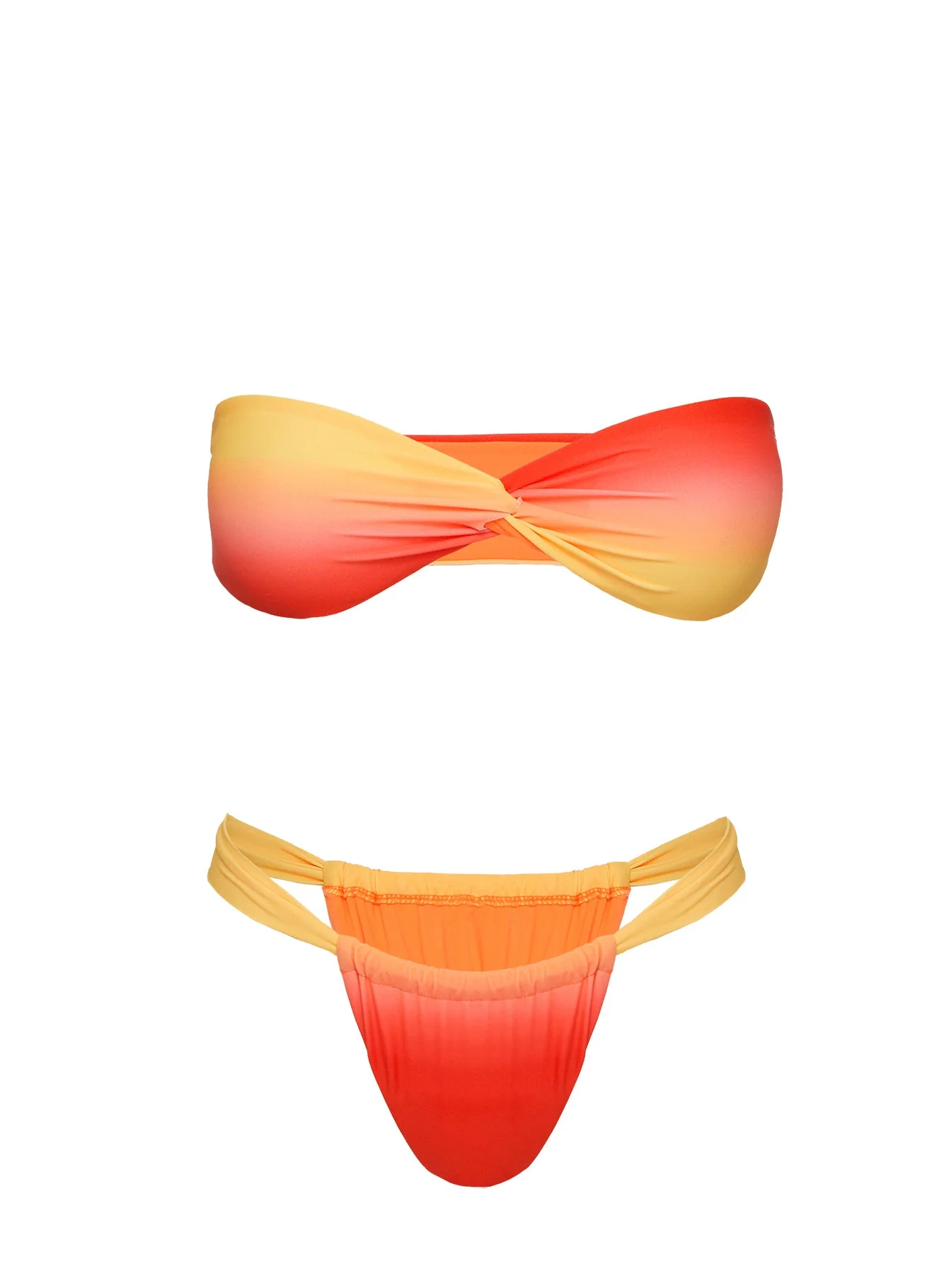 Summer Season Ruched Side Bikini Bottoms Orange Ombre - Image 6