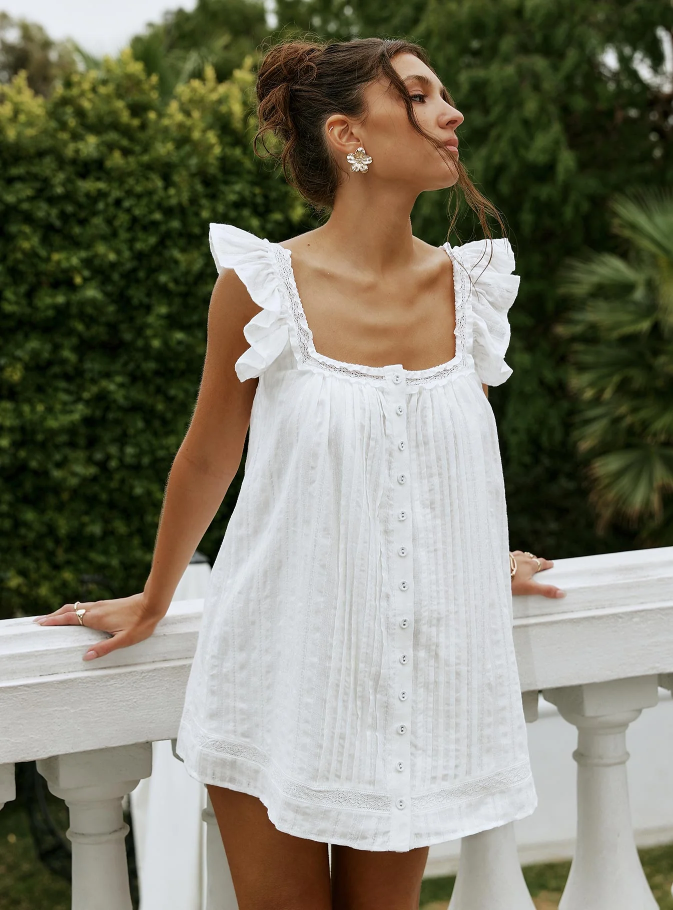 Summerland Broiderie Mini Dress White - Image 2