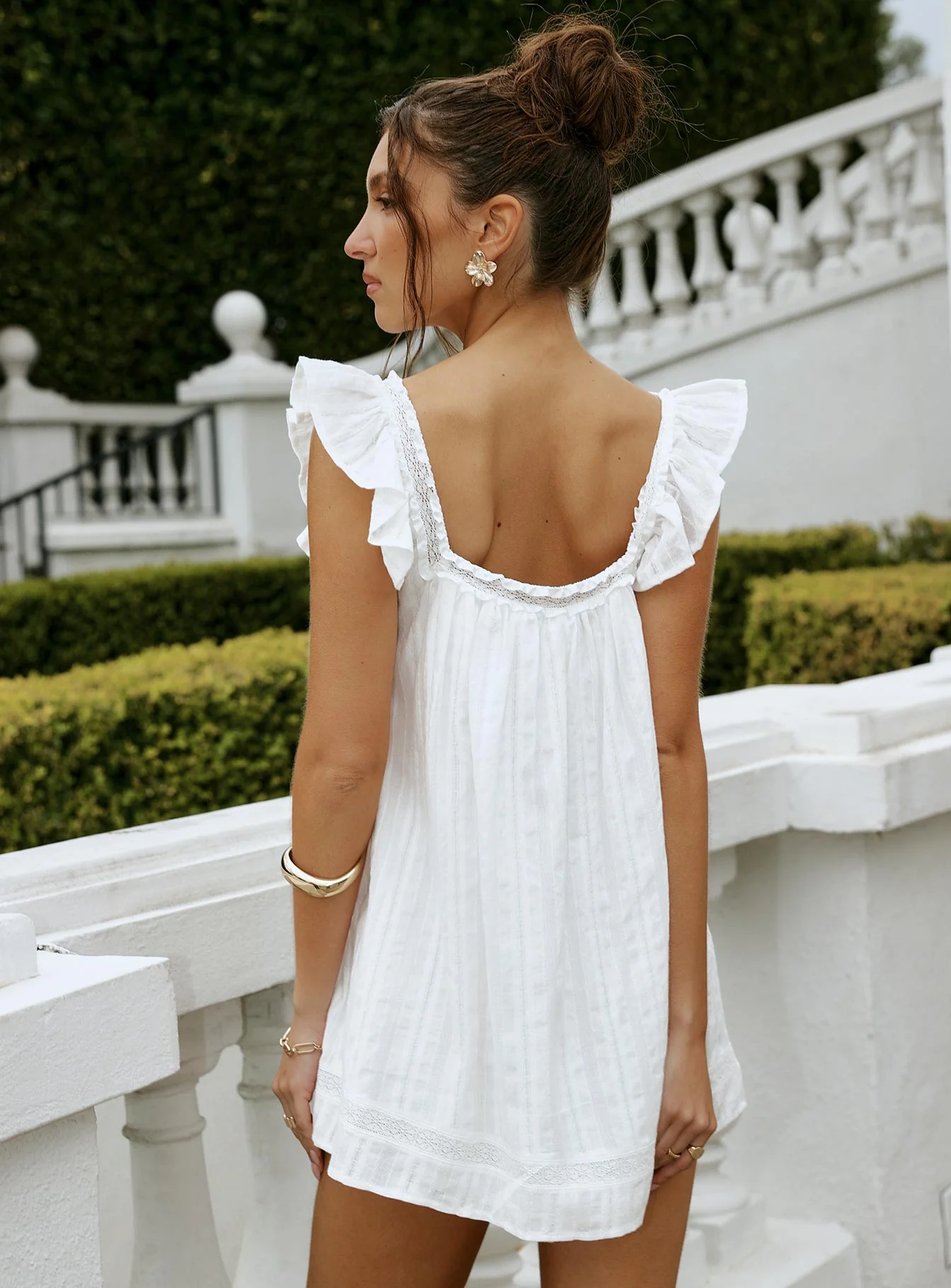 Summerland Broiderie Mini Dress White - Image 5