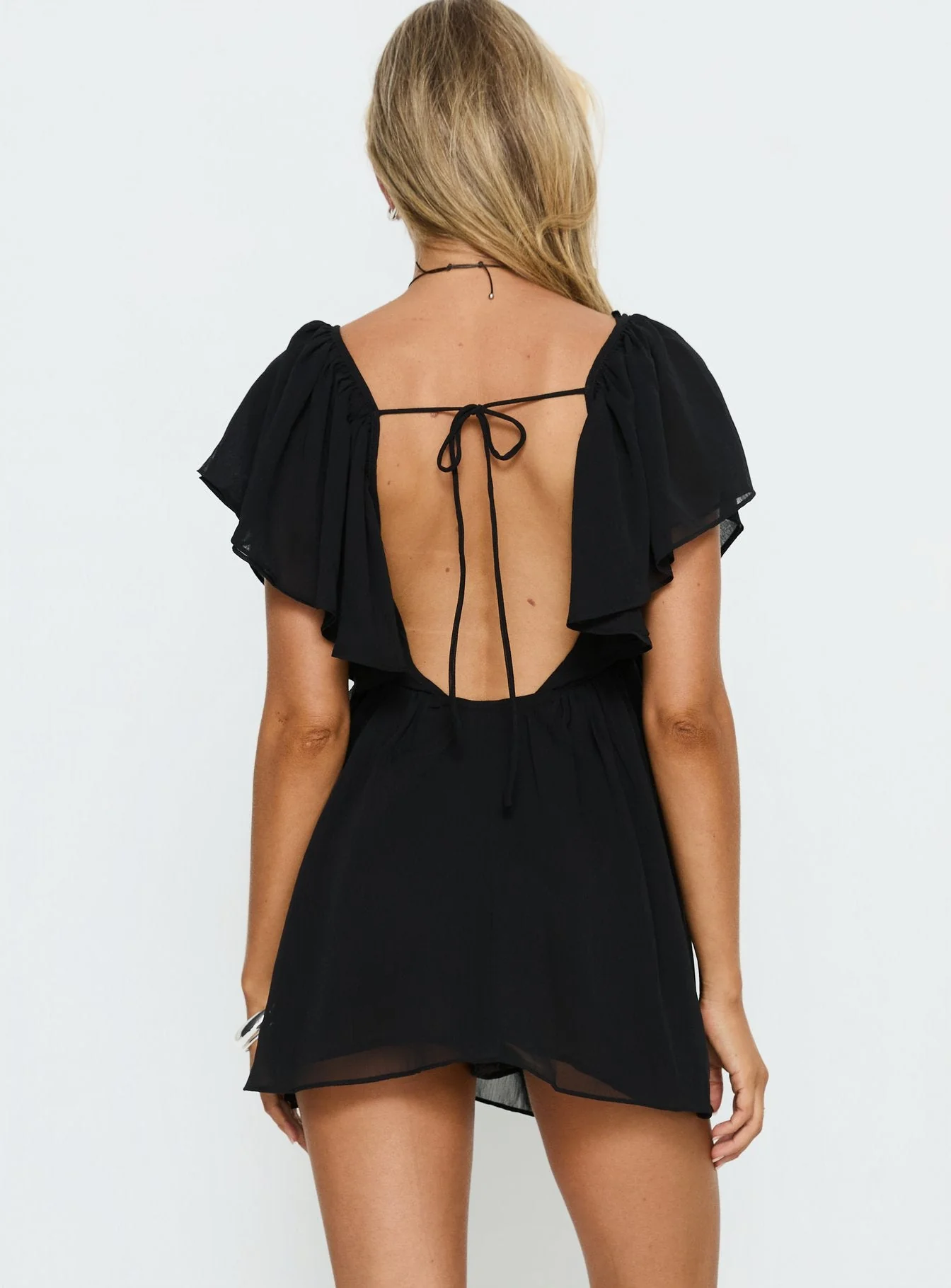 Sun Spirit Plunge Flowy Playsuit Black - Image 2