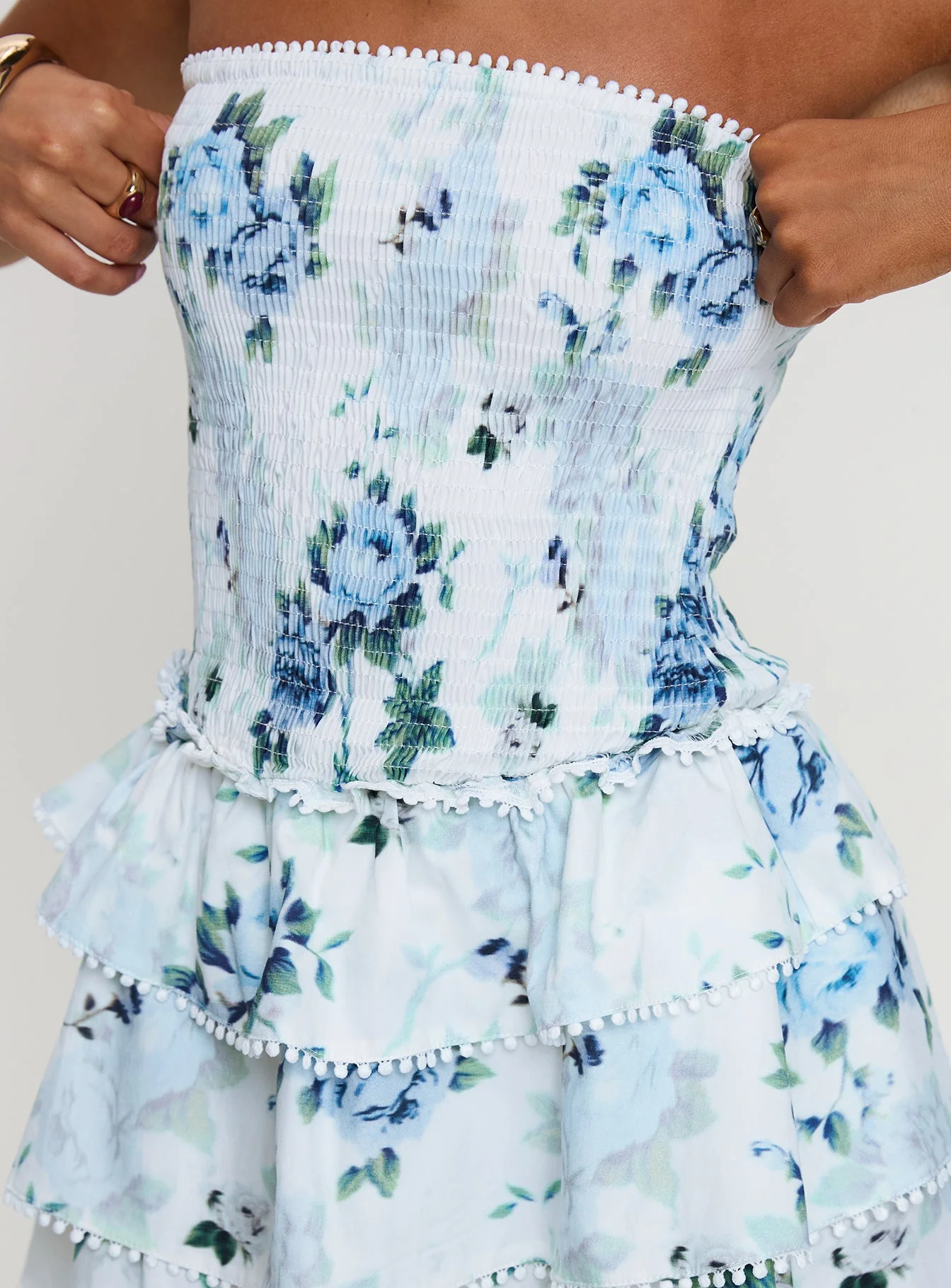 Sunkiss Frill Mini Dress White / Blue Petite - Image 6