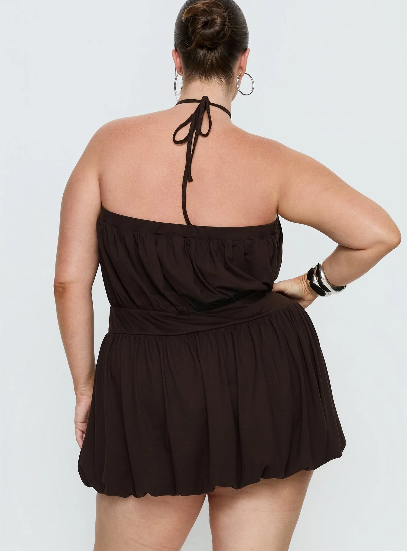 Sunnee Eyelet Detail Playsuit Brown Curve - Image 5