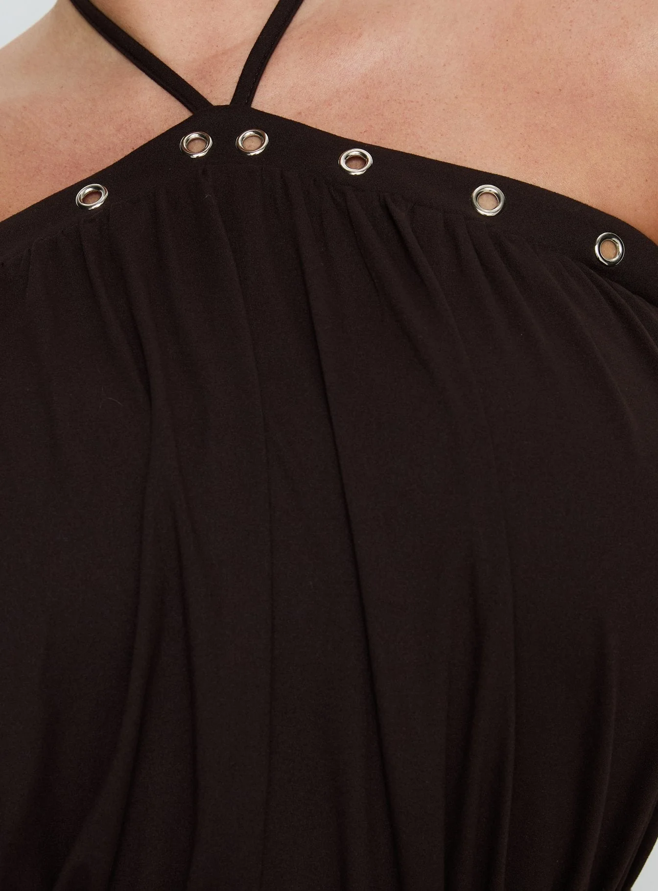 Sunnee Eyelet Detail Playsuit Brown Curve - Image 6