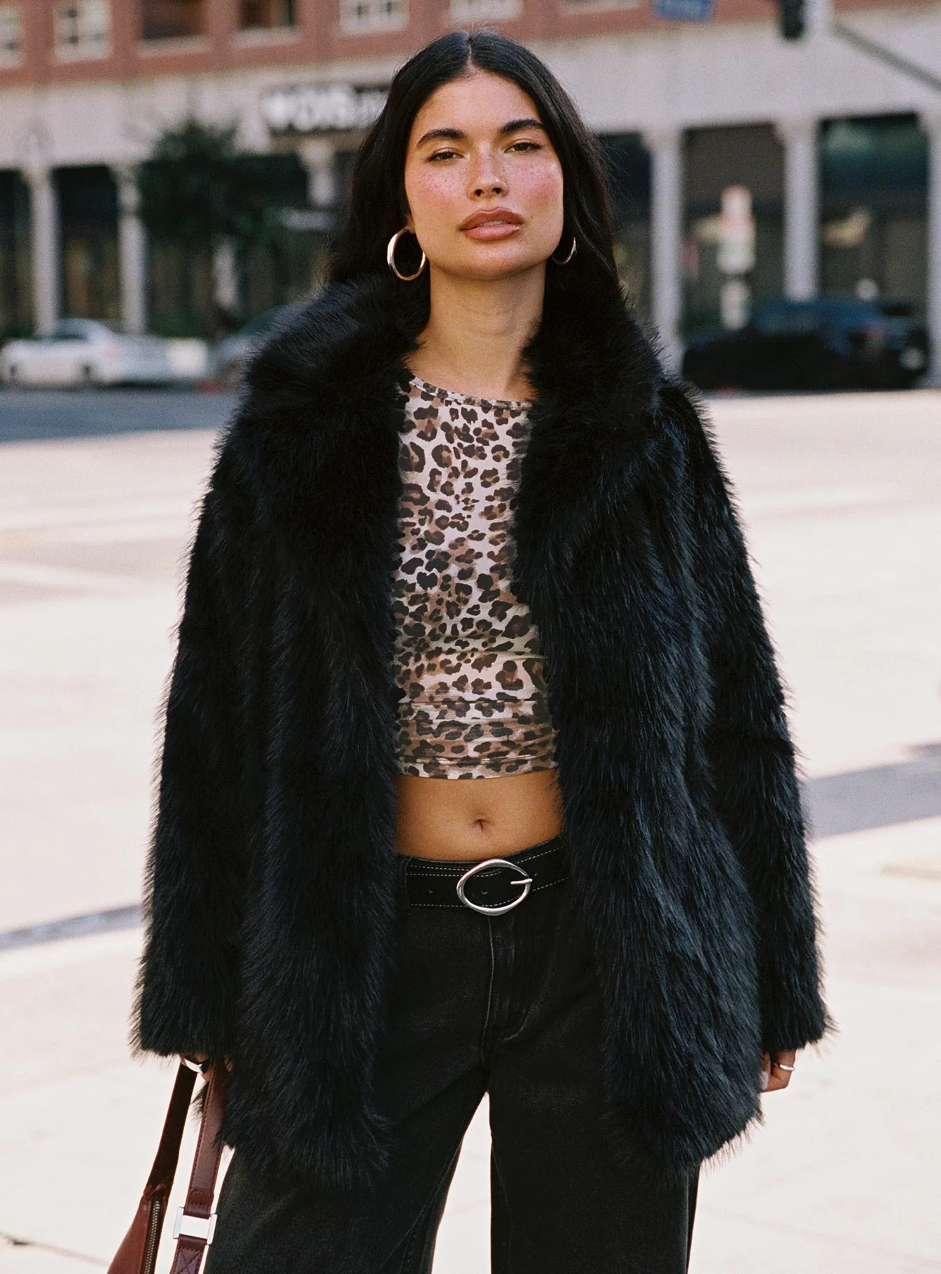 Super Trouper Faux Fur Jacket Black - Image 2