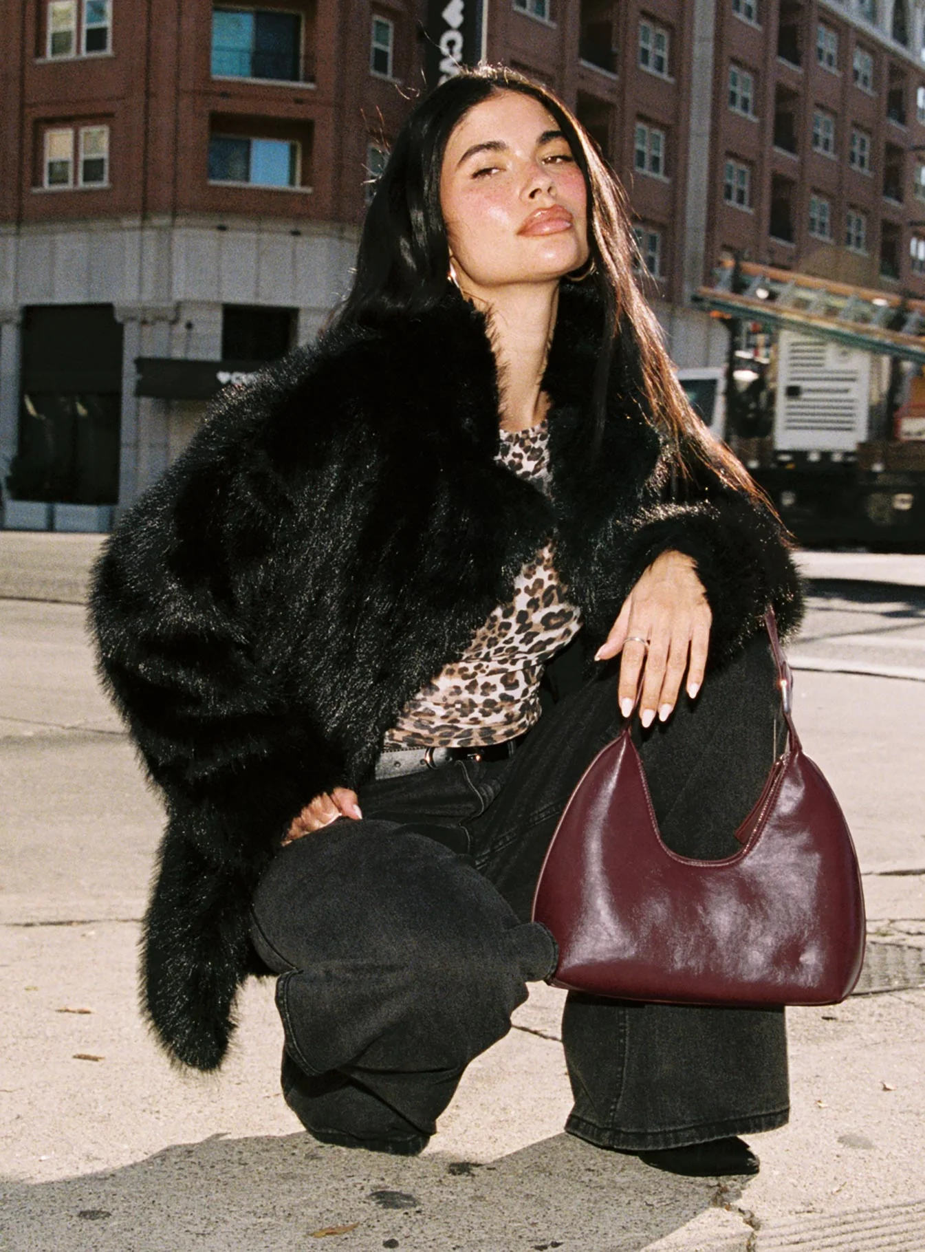 Super Trouper Faux Fur Jacket Black - Image 4