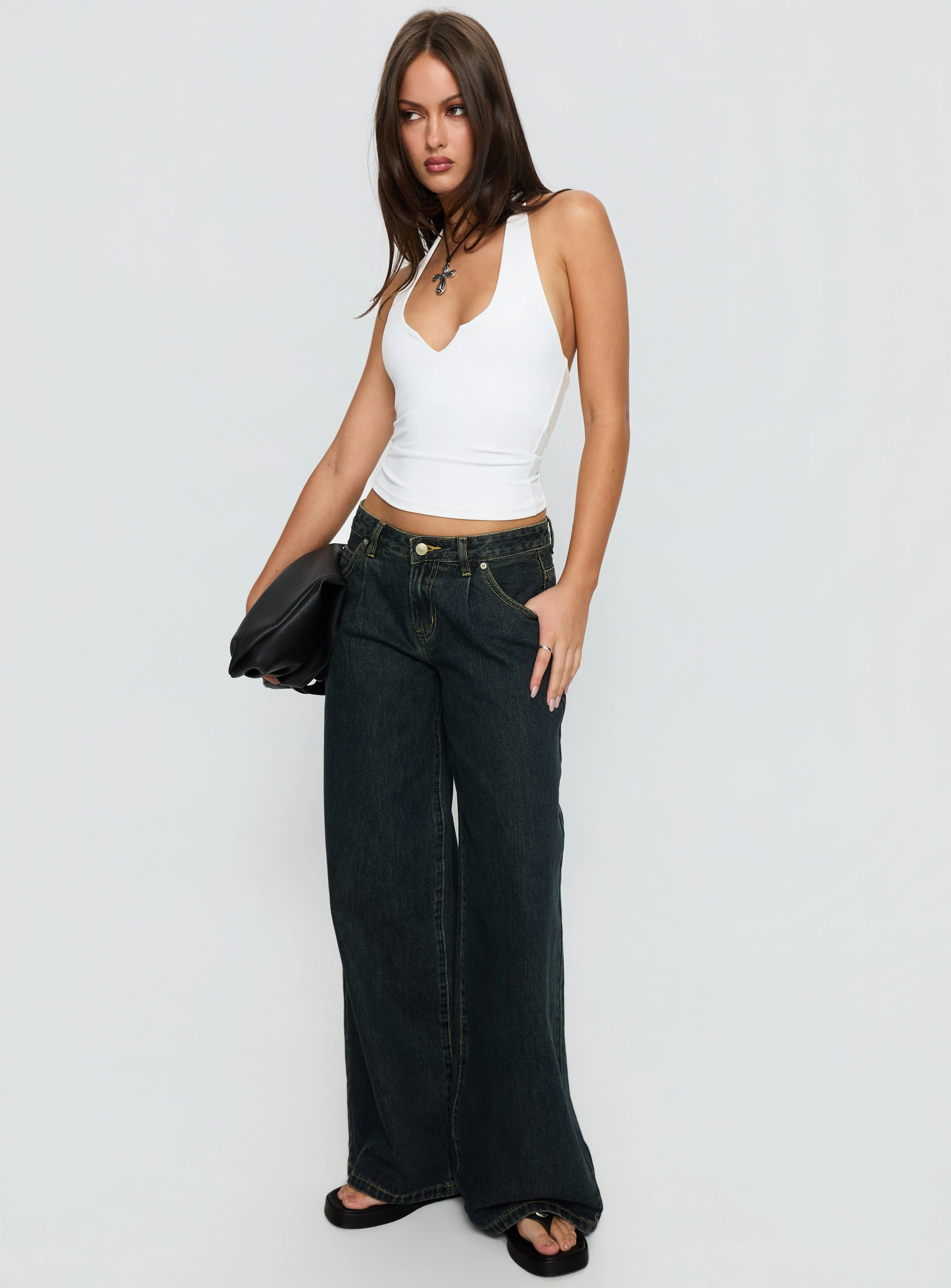 Supercut Low Rise Baggy Pleat Jeans Grunge Wash - Image 4