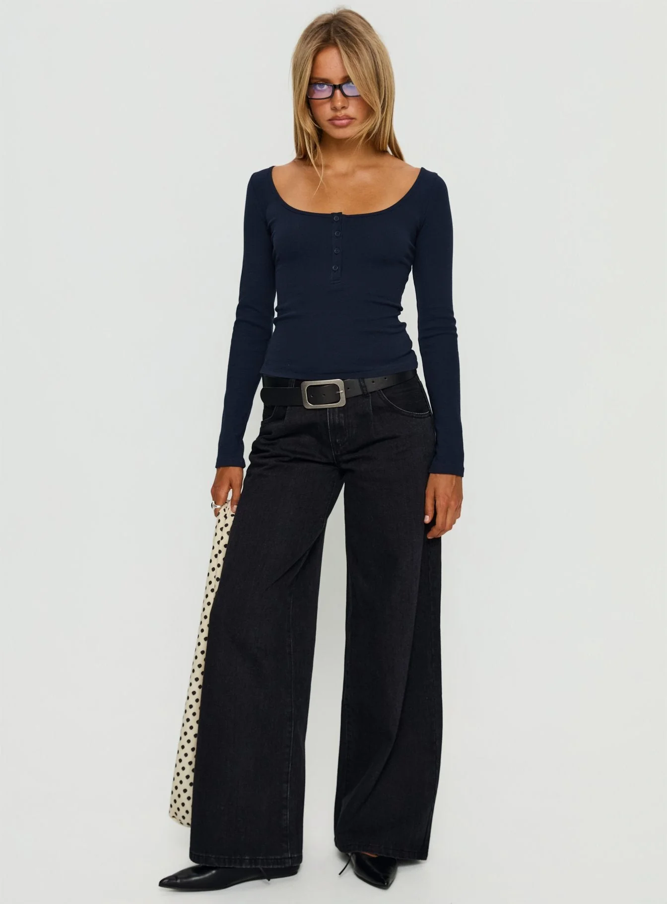 Supercut Low Rise Baggy Pleat Jeans Washed Black - Image 2