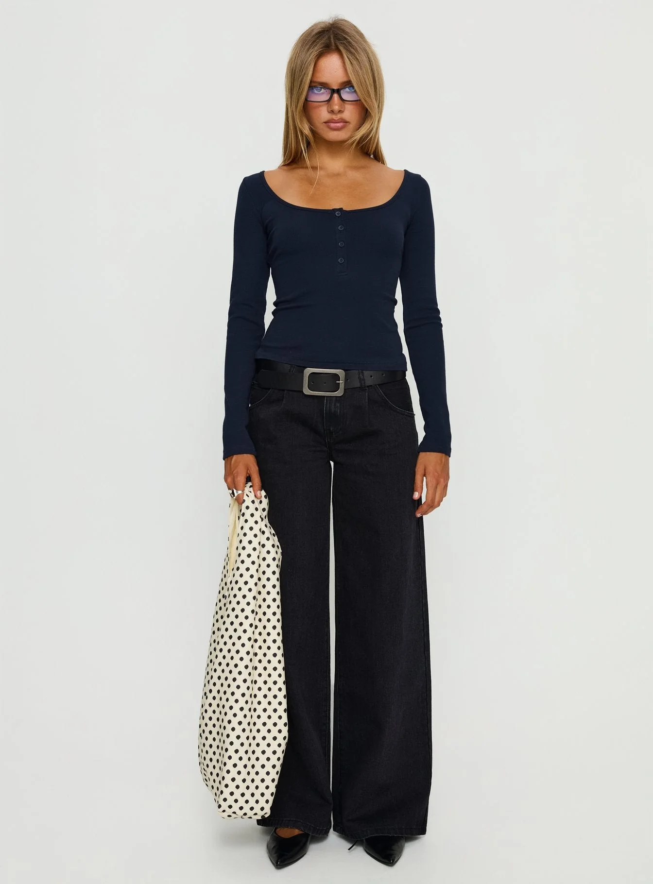 Supercut Low Rise Baggy Pleat Jeans Washed Black - Image 6