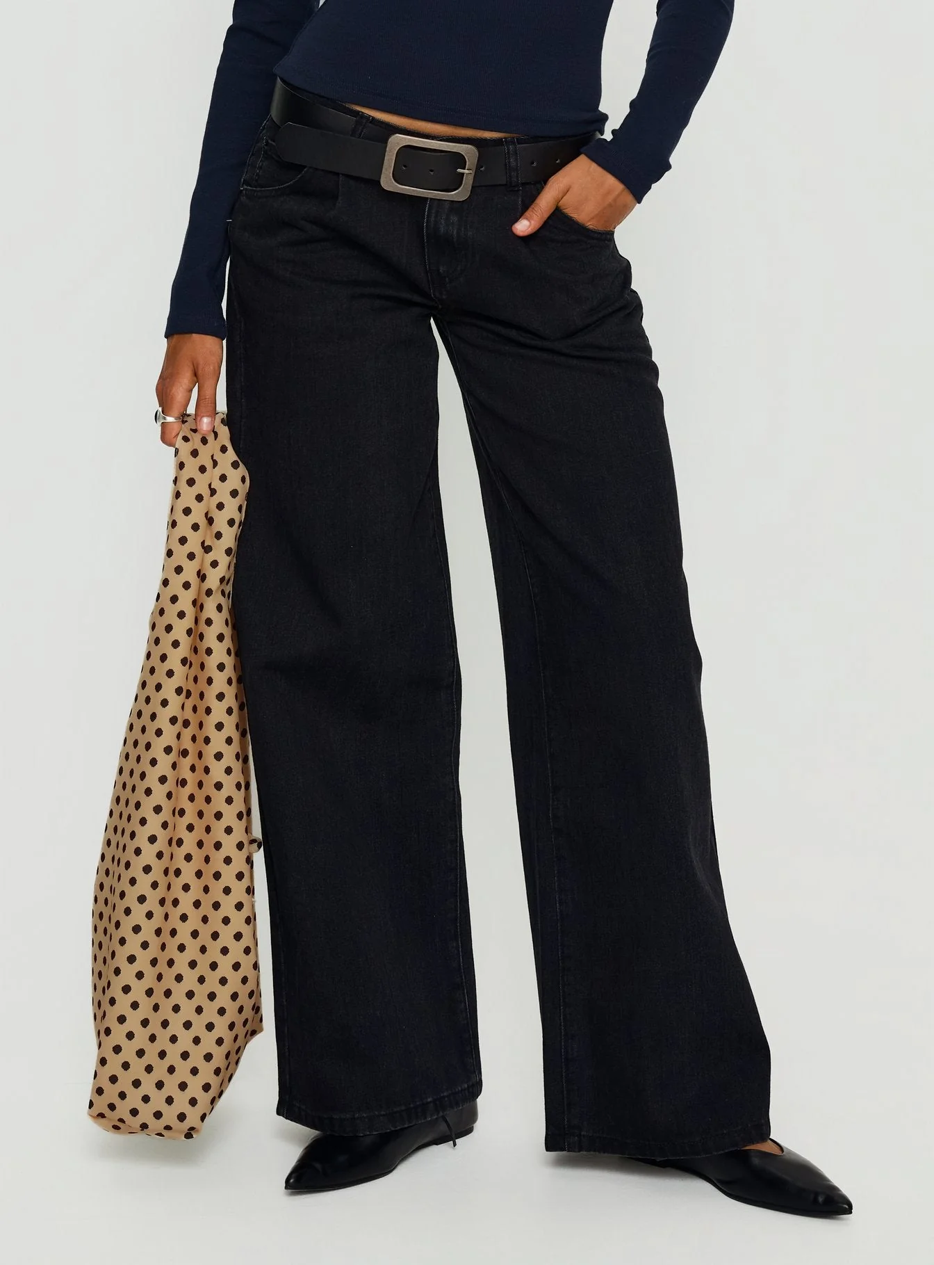 Supercut Low Rise Baggy Pleat Jeans Washed Black - Image 7