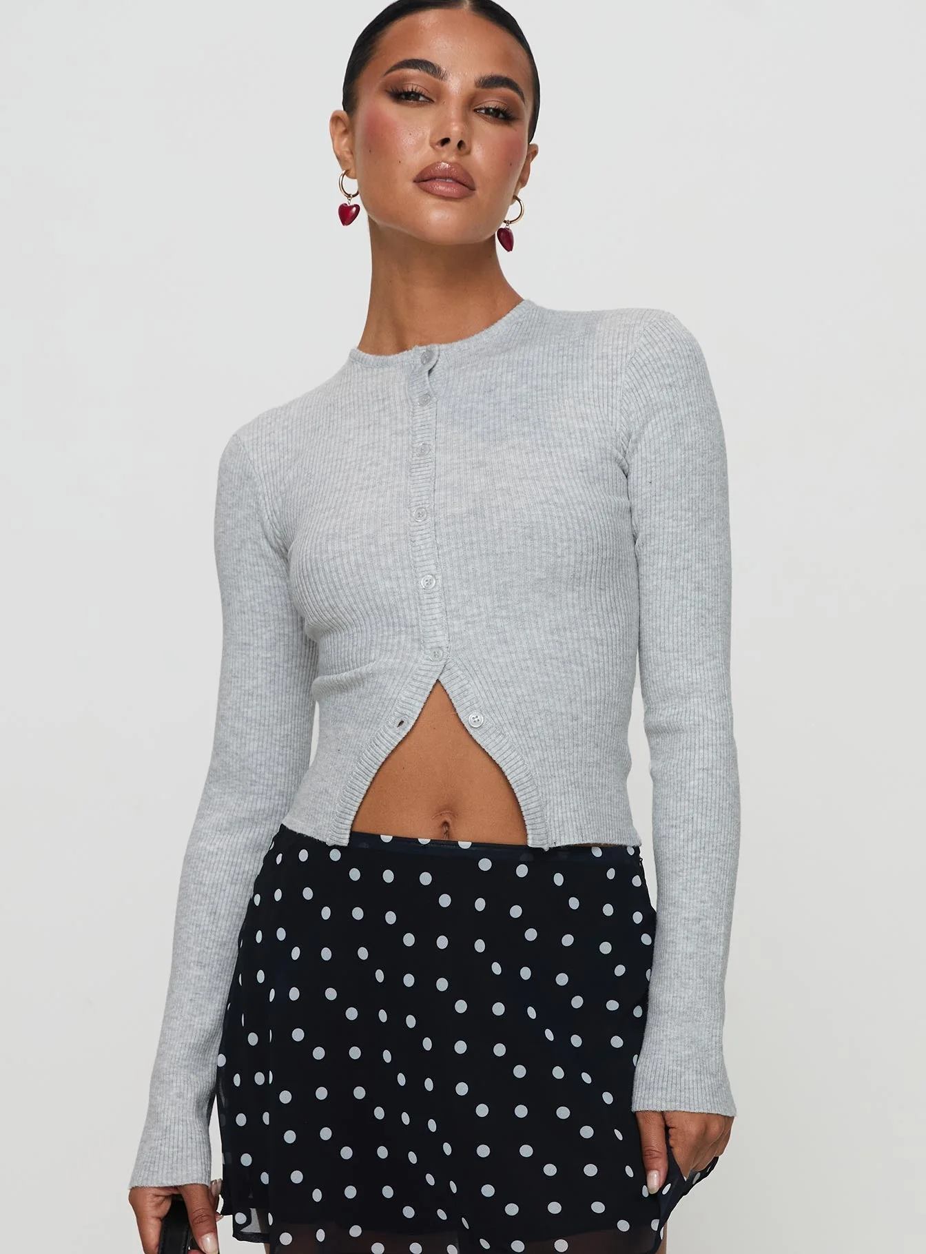 Suzu Long Sleeve Knit Top Grey - Image 2
