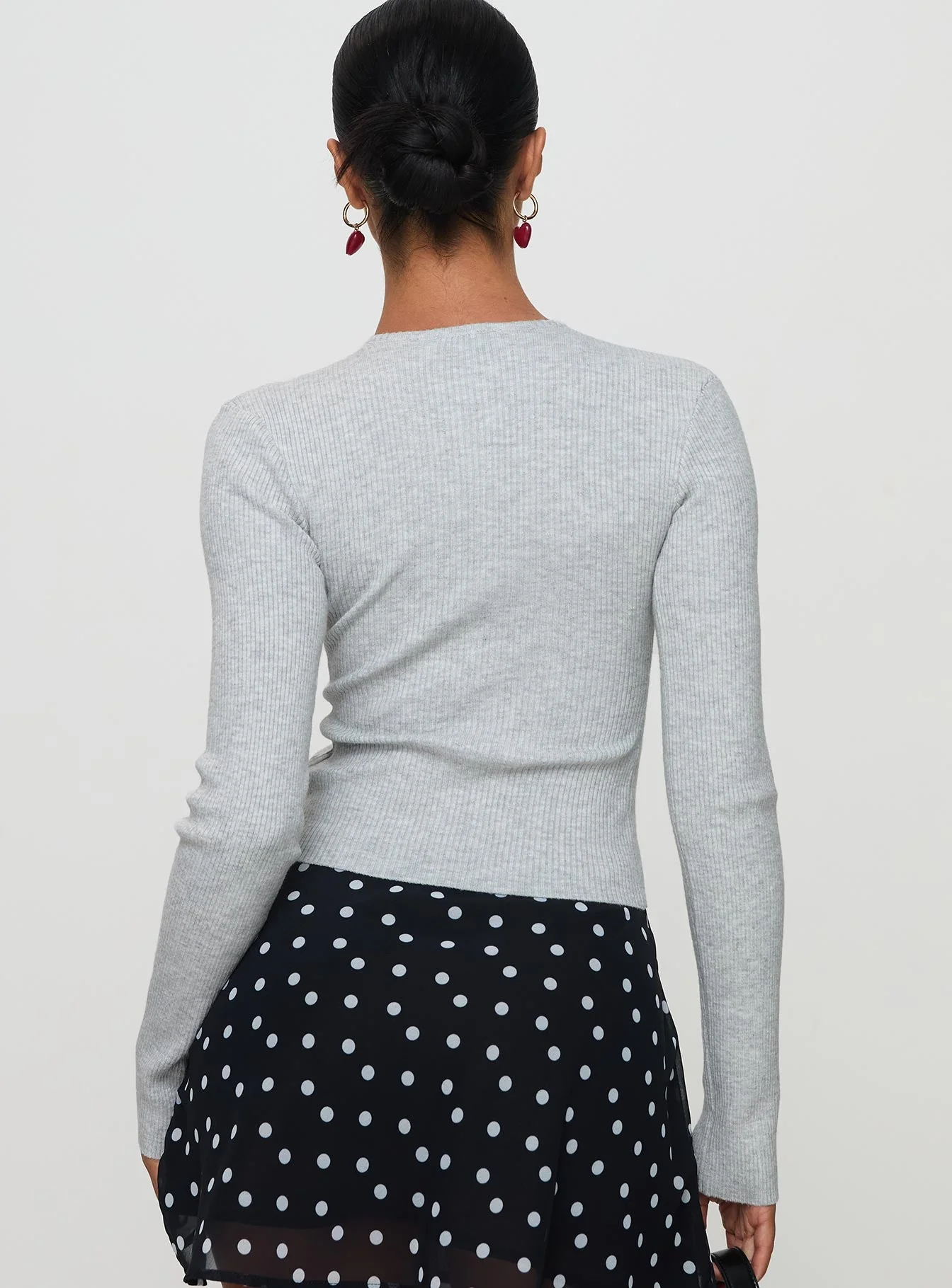 Suzu Long Sleeve Knit Top Grey - Image 5