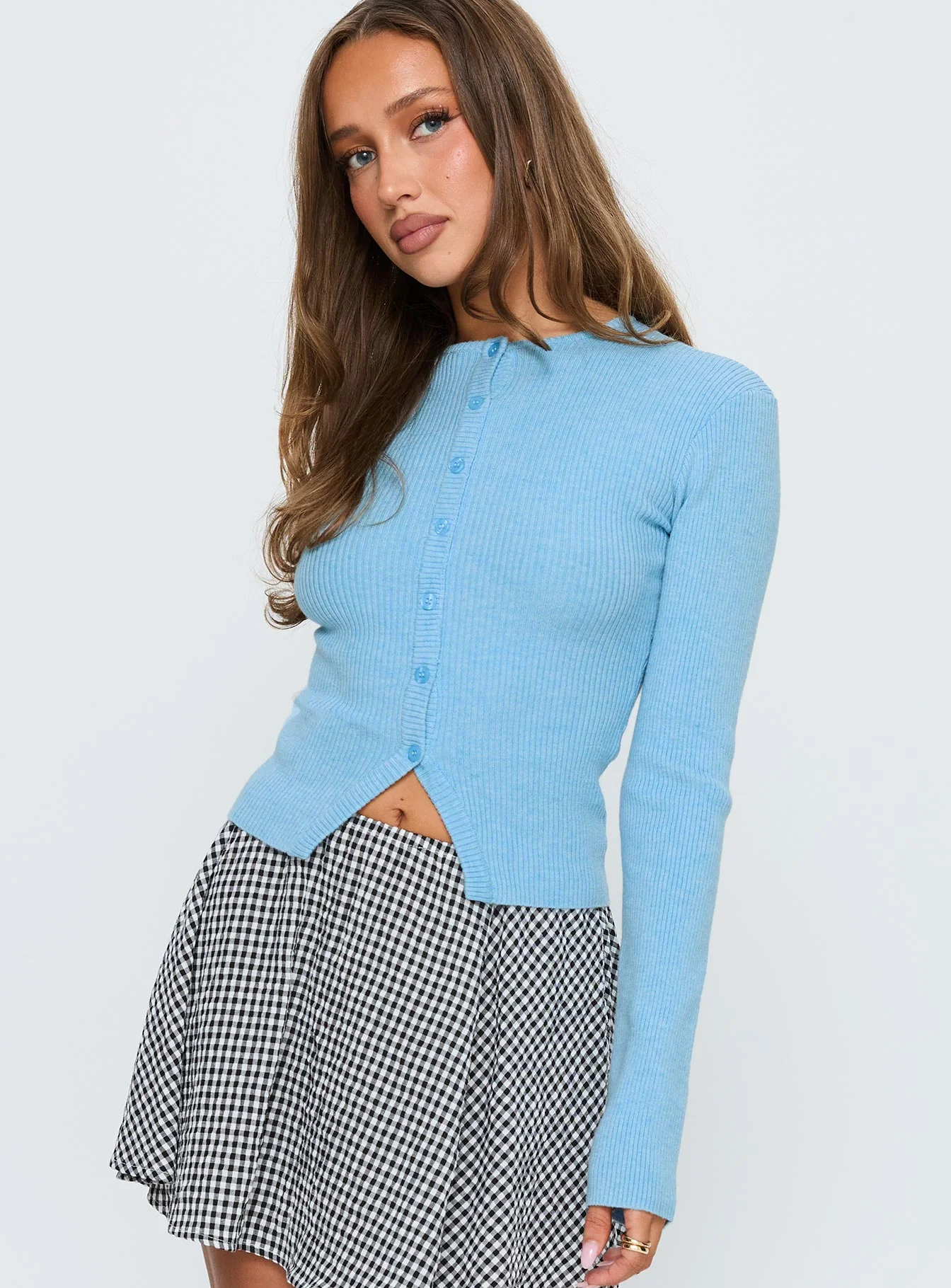 Suzu Long Sleeve Knit Top Light Blue - Image 2