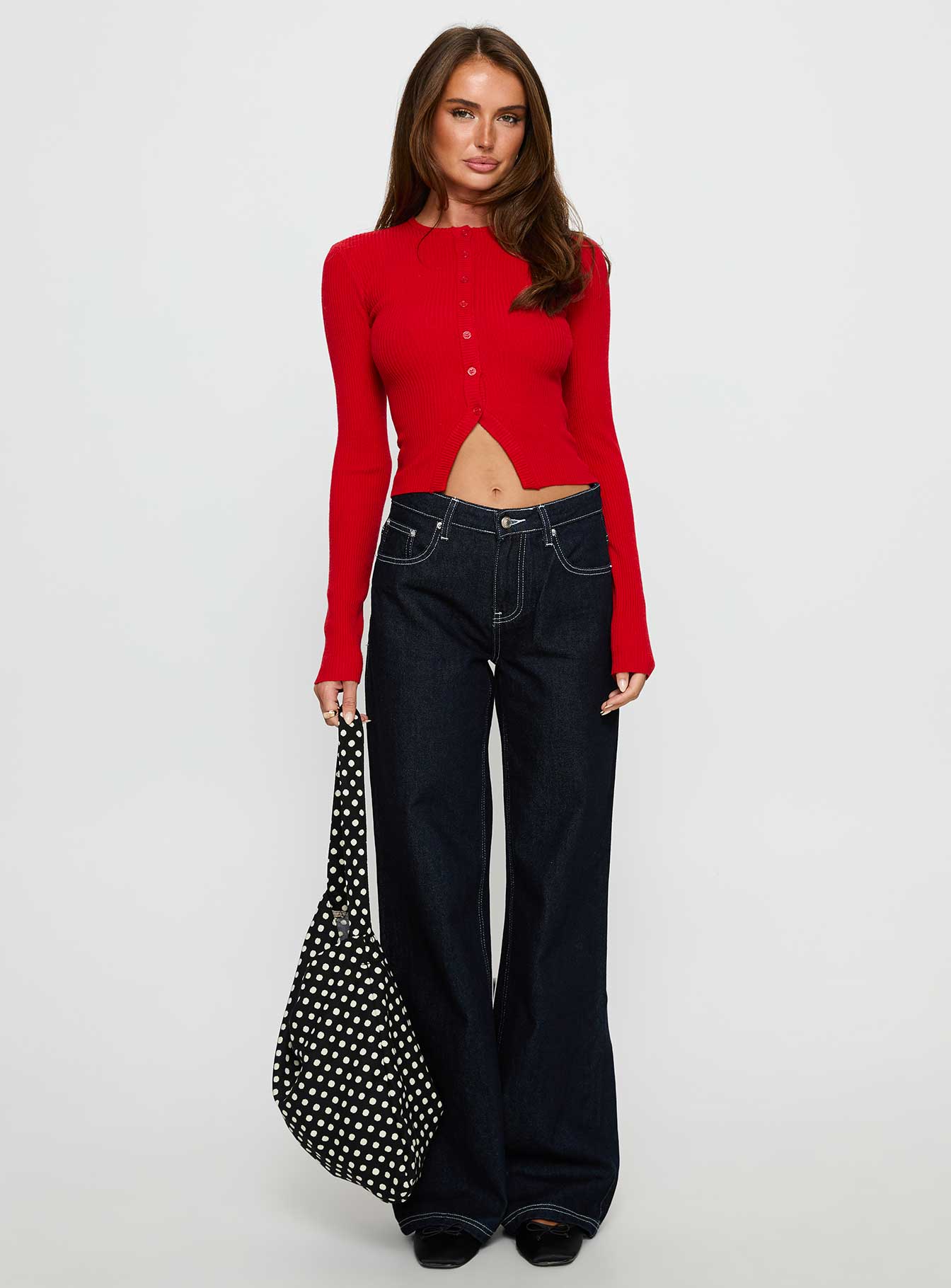 Suzu Long Sleeve Knit Top Red - Image 7