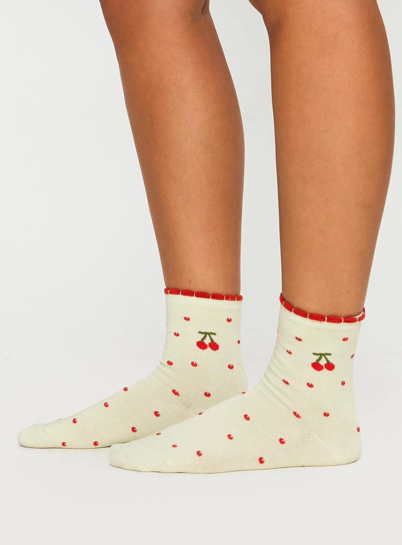 Sweet Cherries Socks Cream / Red - Image 3