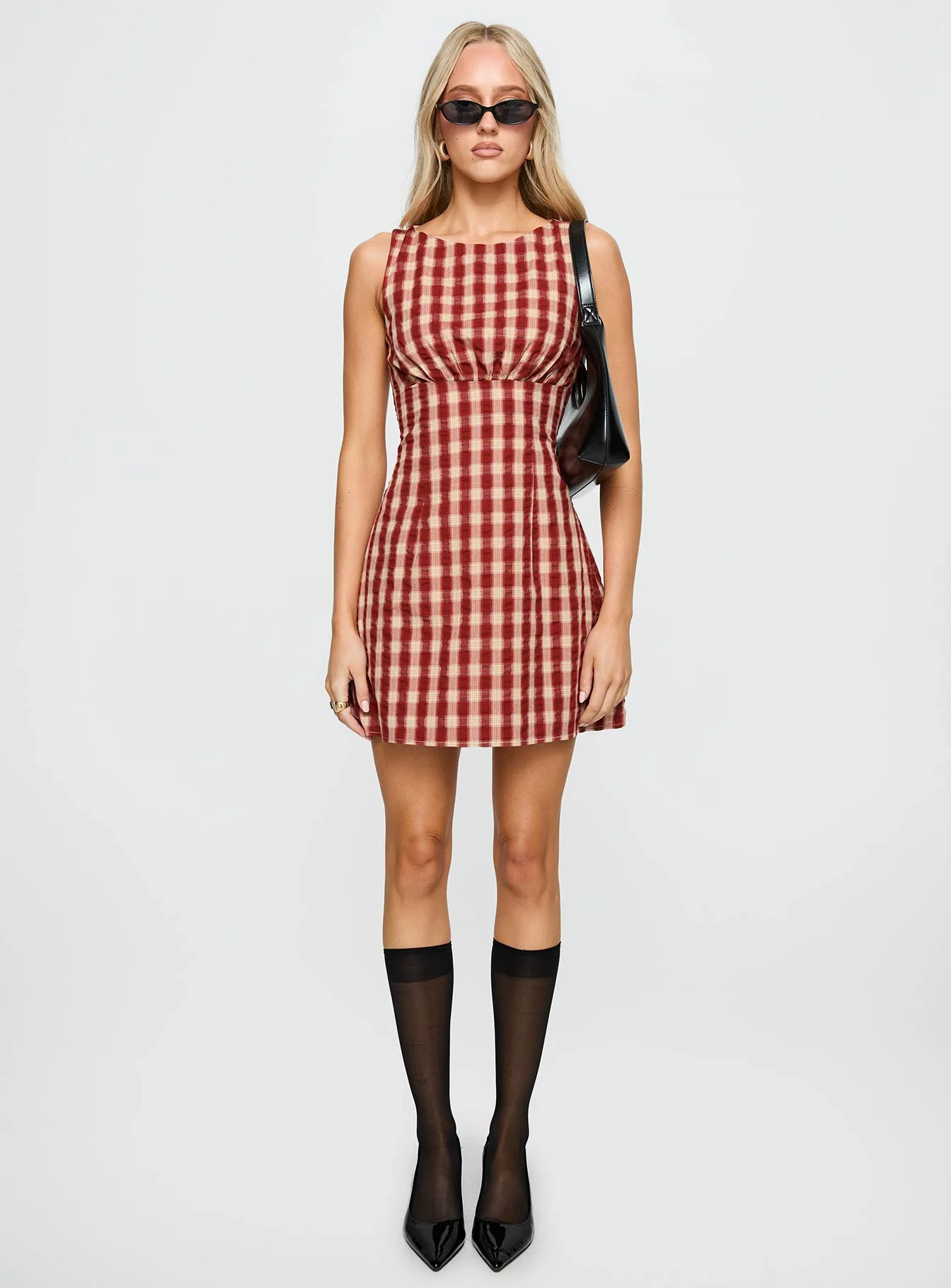 Sweet Somethings Mini Dress Red Check - Image 6