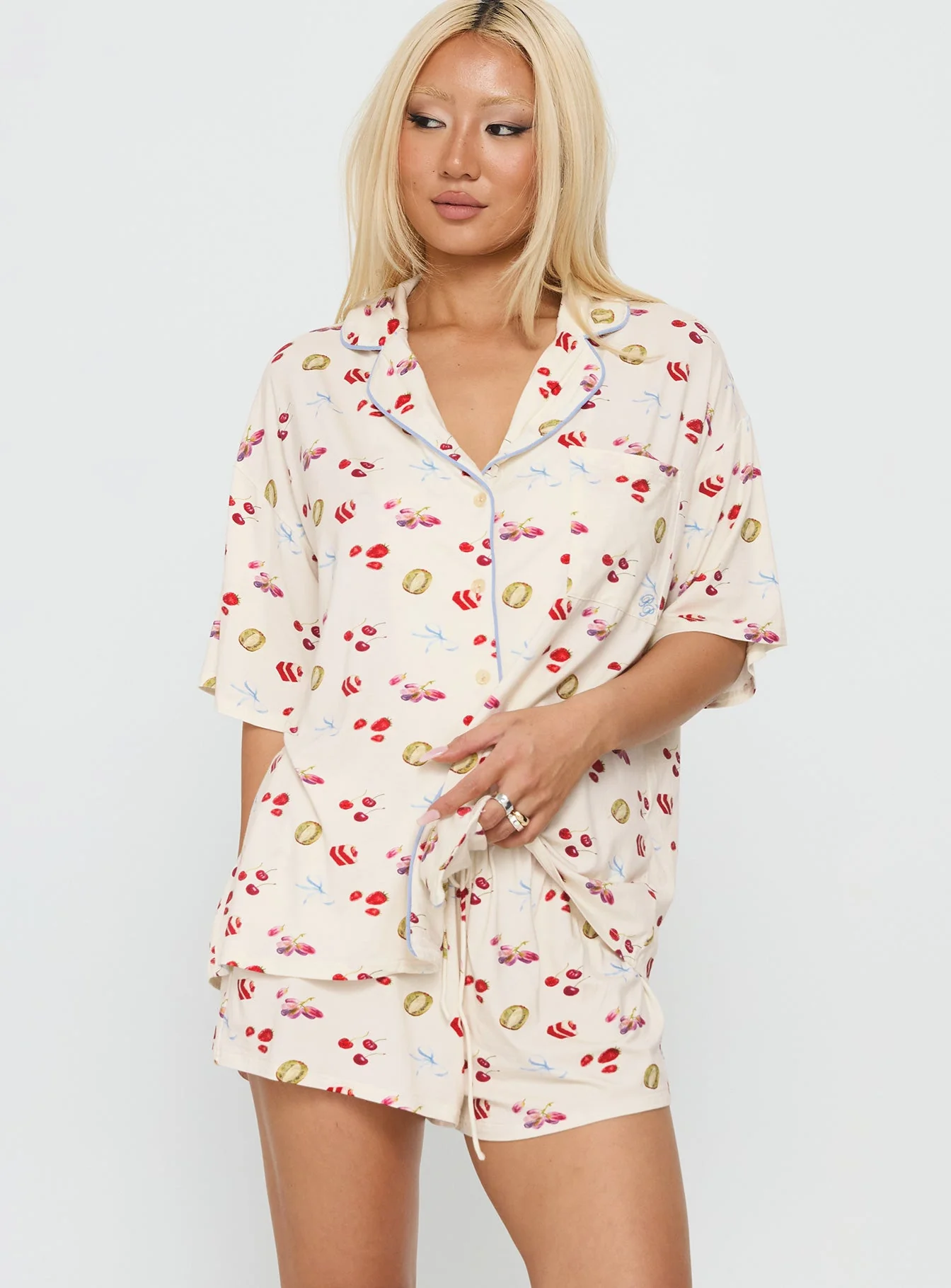 Sweet Things Button Down Sleep Set Multi - Image 2