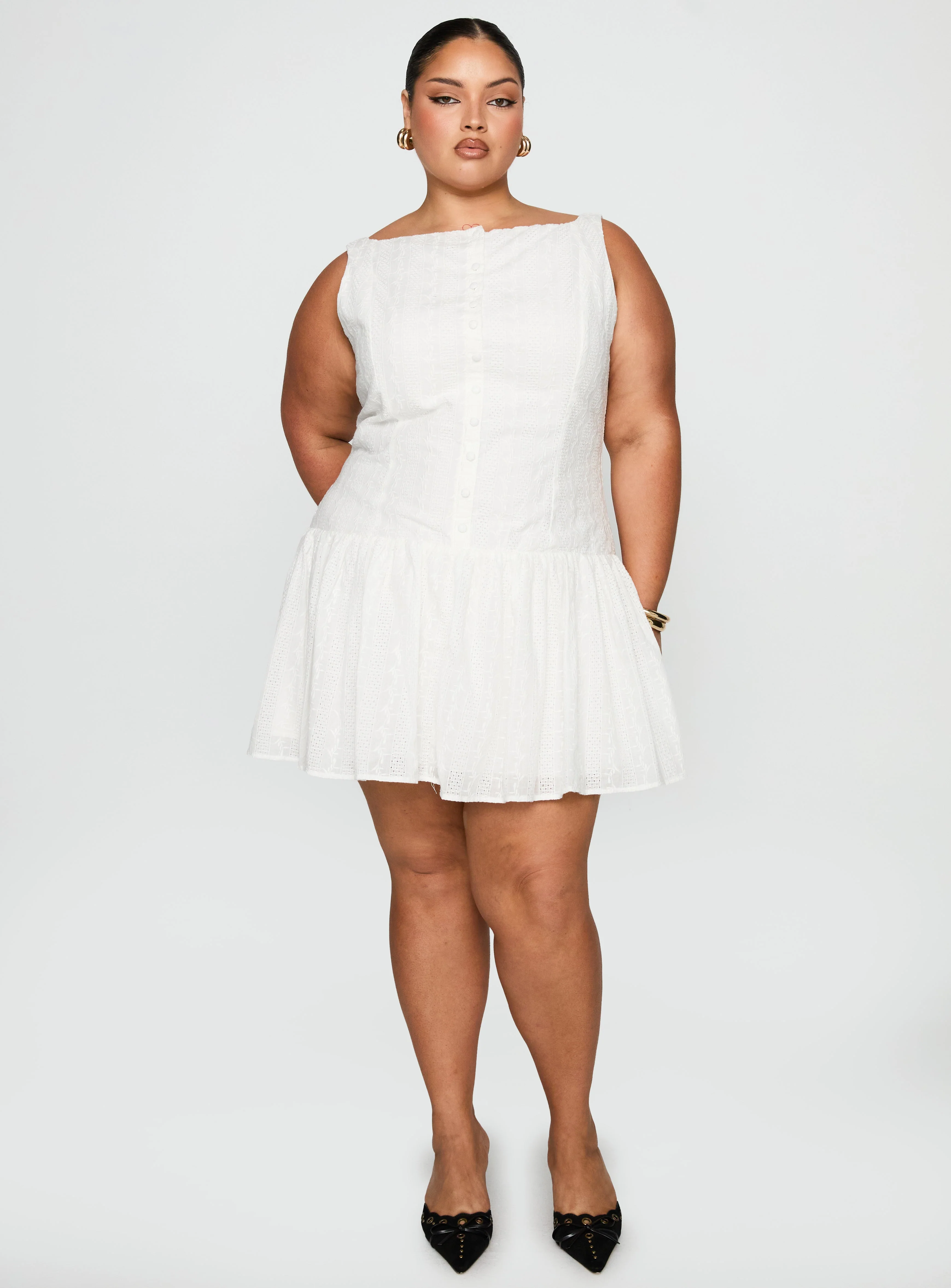 Sweeter Places Embroidered Mini Dress White Curve - Image 3
