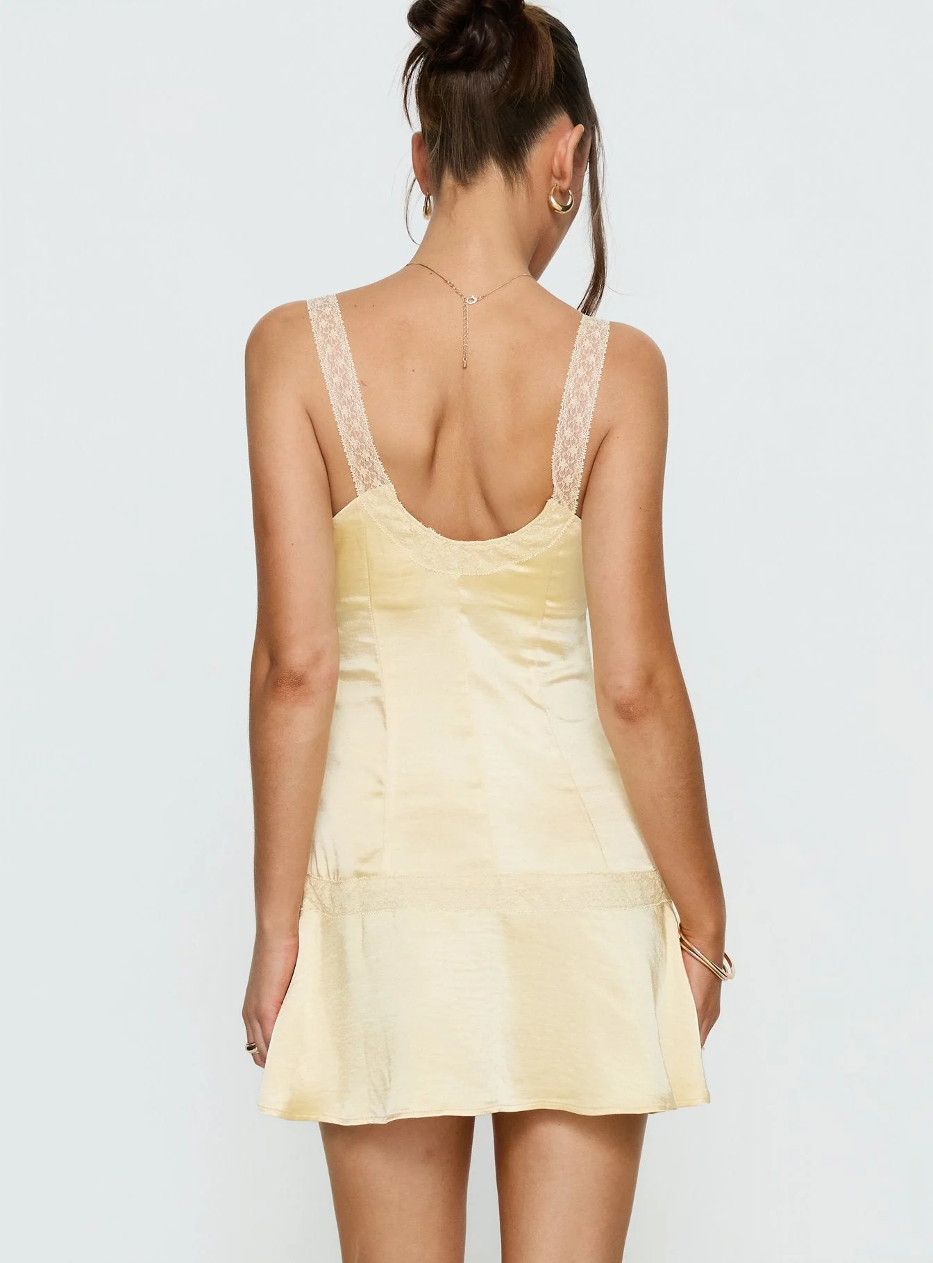 Sybelle Lace Drop Waist Mini Dress Yellow - Image 4