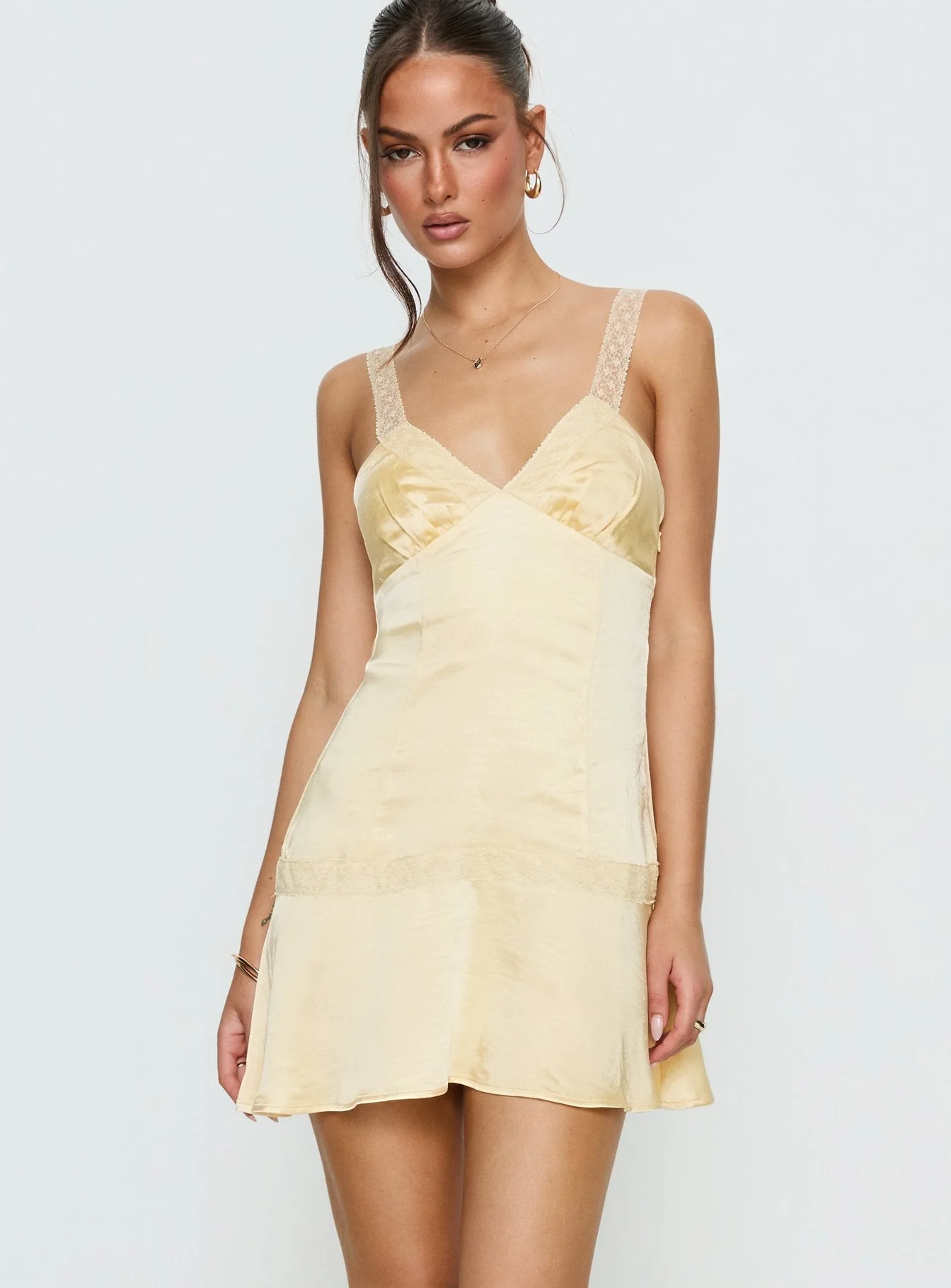 Sybelle Lace Drop Waist Mini Dress Yellow - Image 7