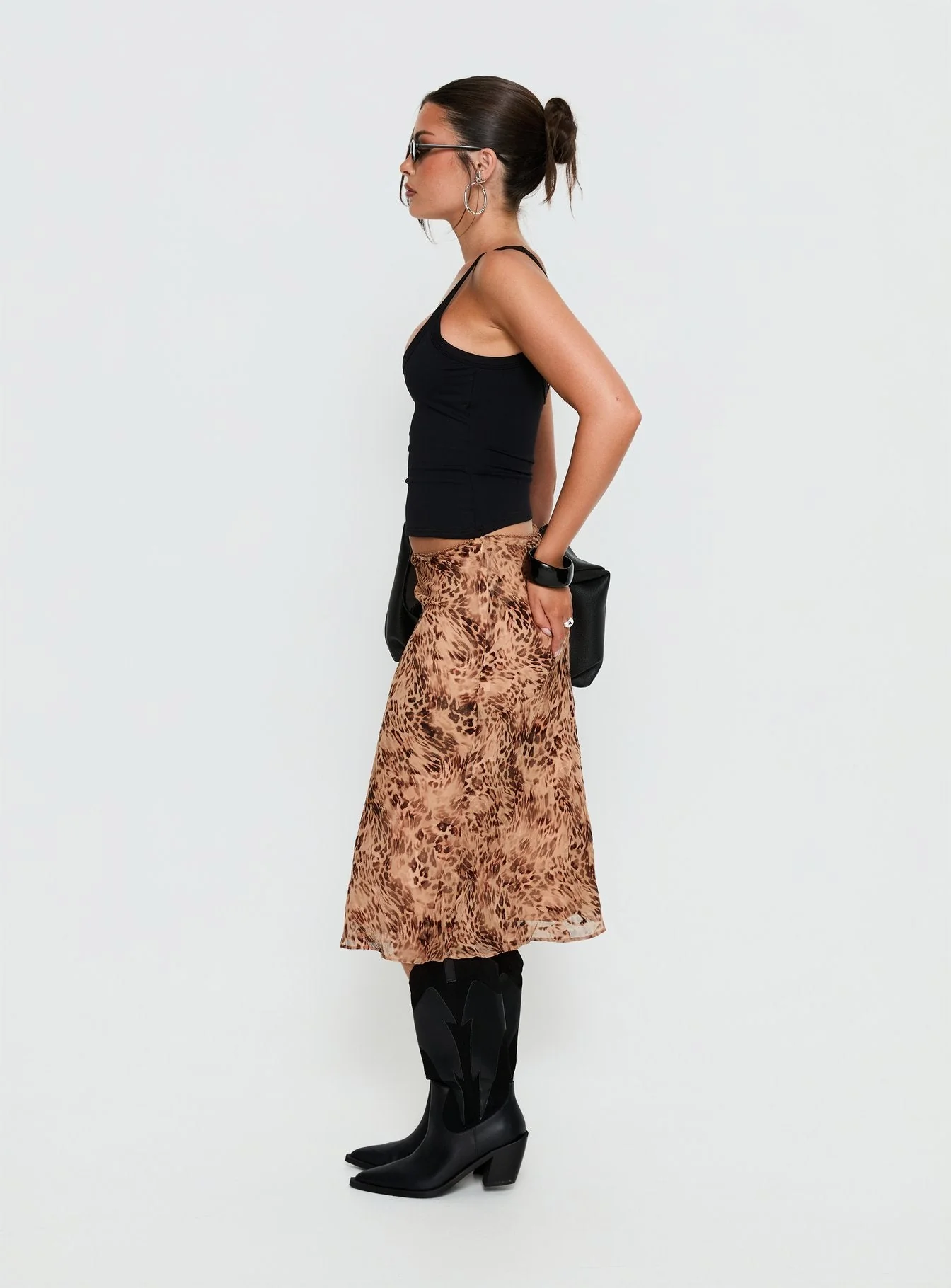 Sydni Midi Bias Cut Skirt Leopard - Image 3