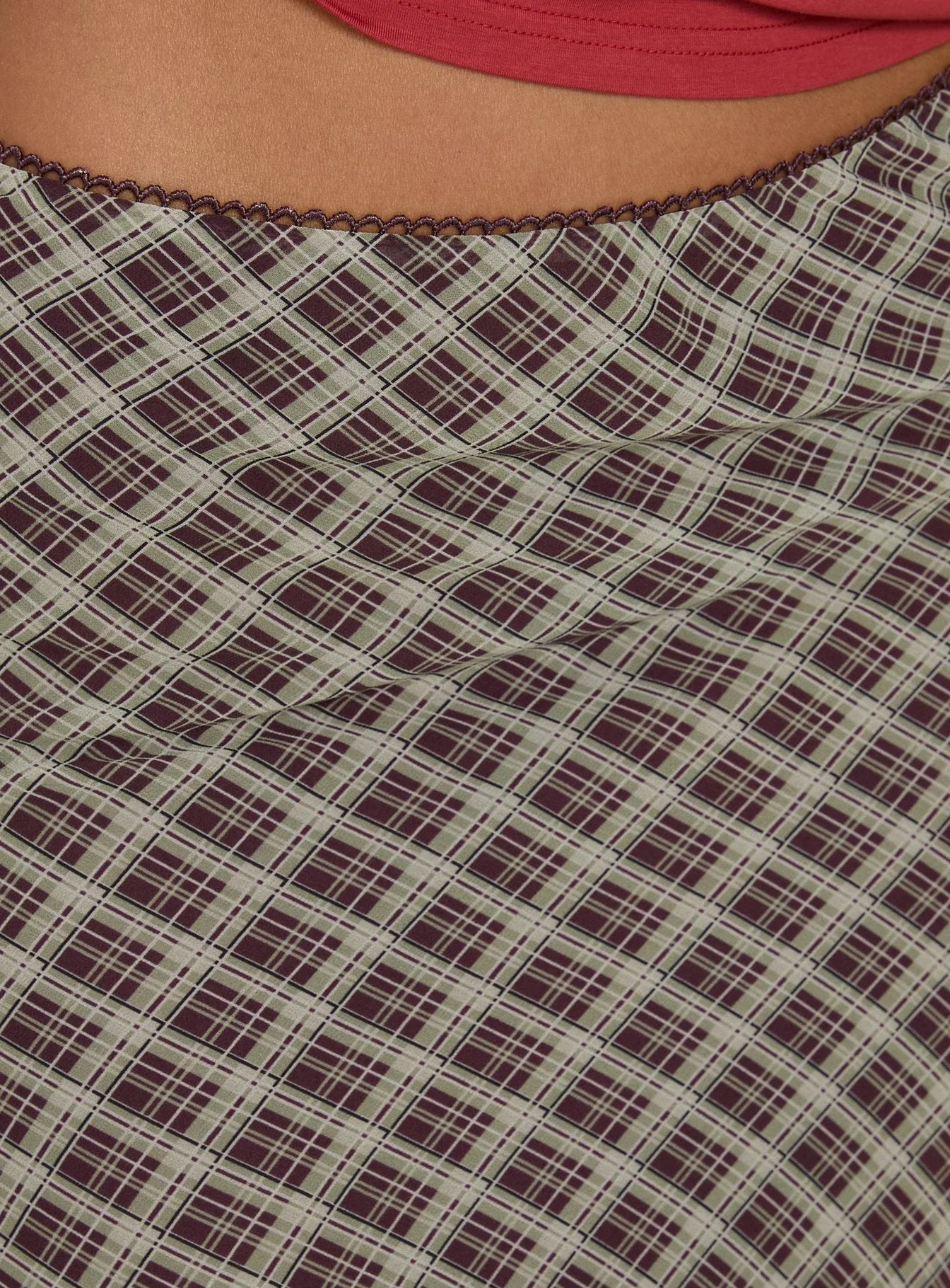 Sydni Midi Bias Cut Skirt Wine Check - Image 5