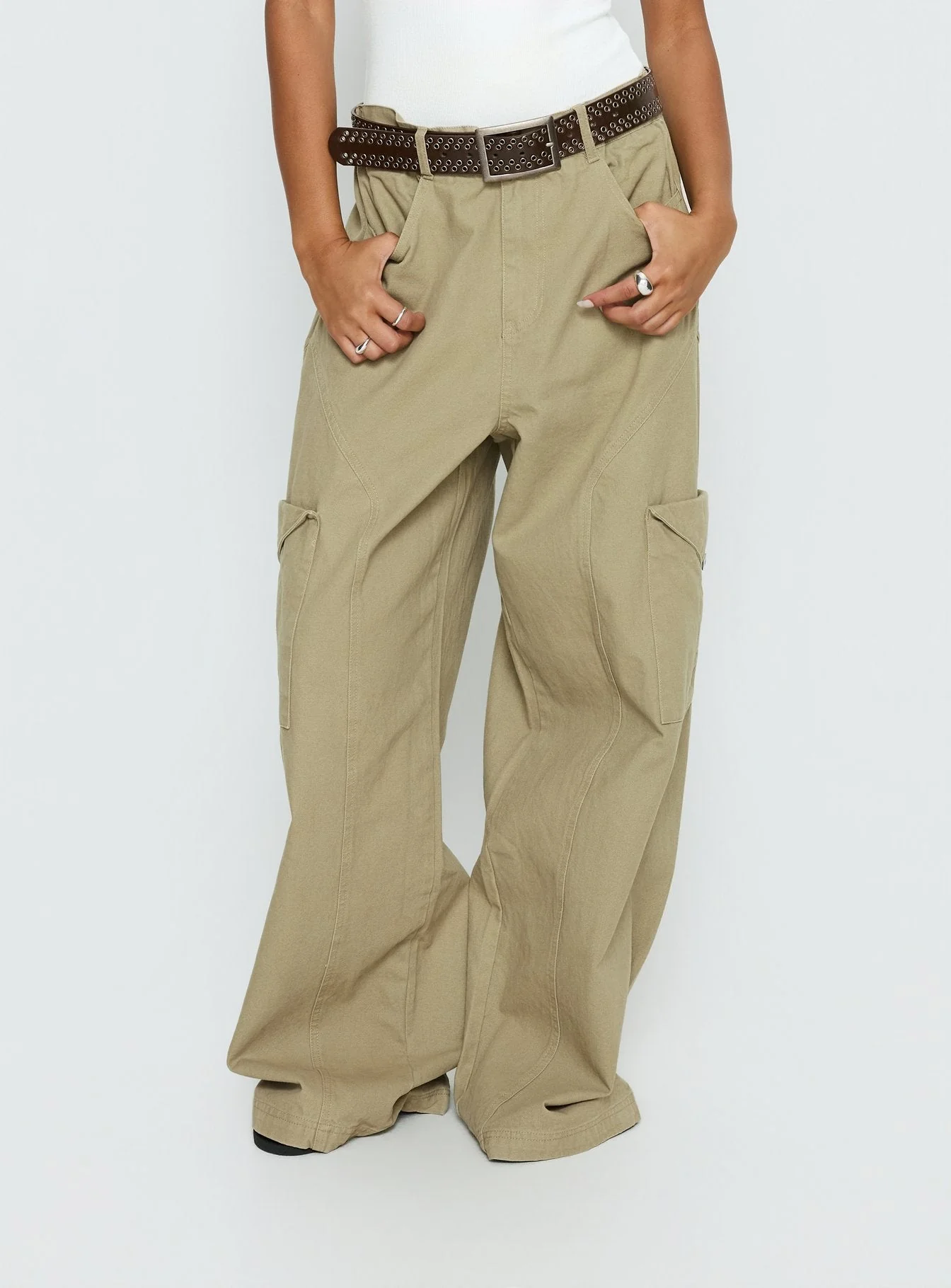 Sylene Pocket Detail Cargo Pants Khaki - Image 2