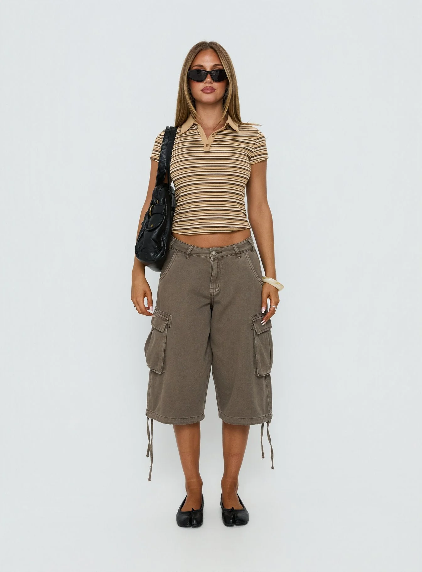 Sylvanna Collared Top Beige Stripe - Image 6