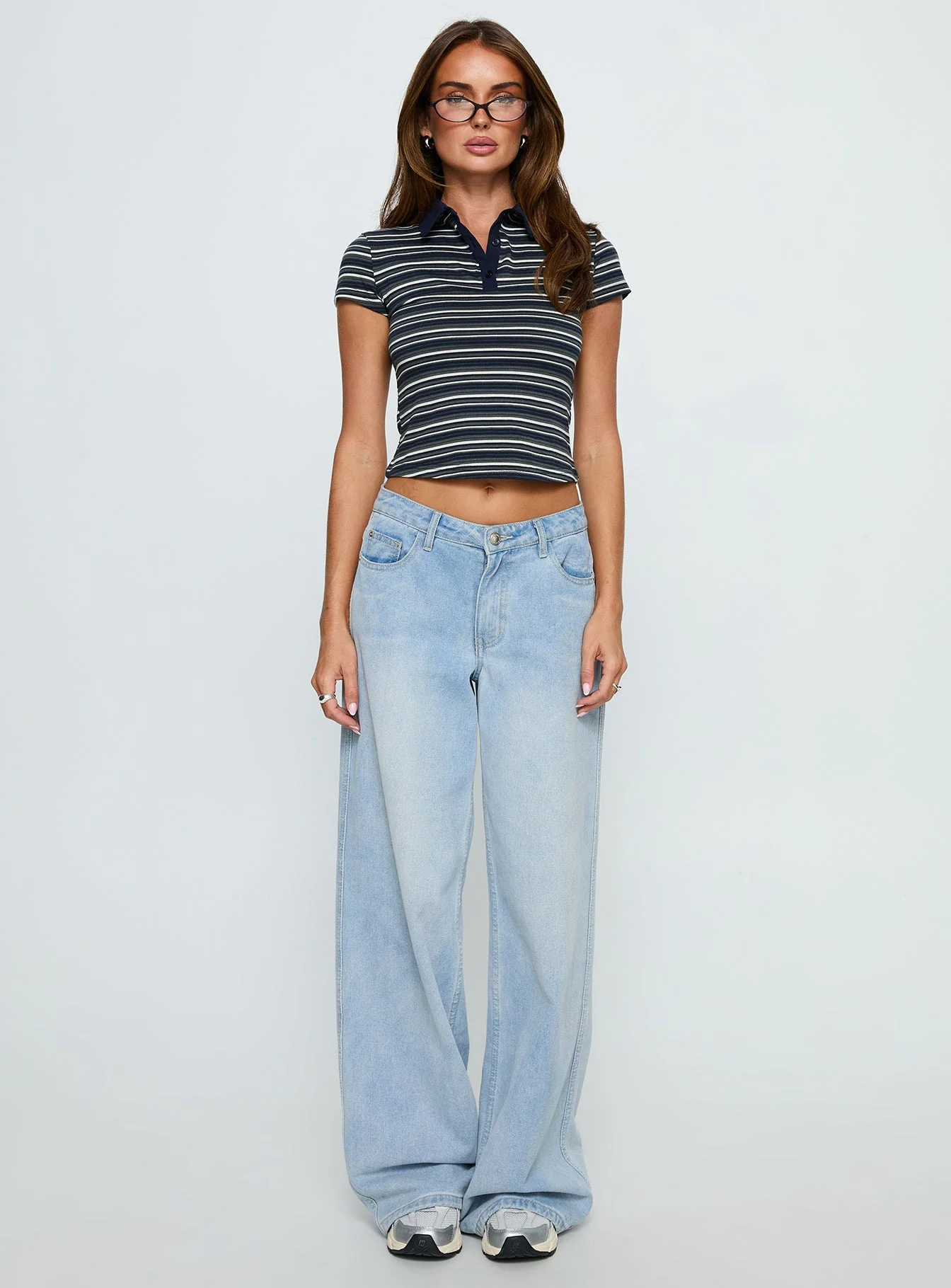 Sylvanna Collared Top Navy Stripe - Image 7