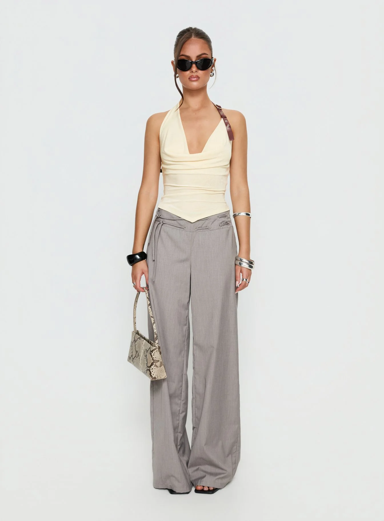 Syrenah Halter Cowl Neck Top Cream - Image 7