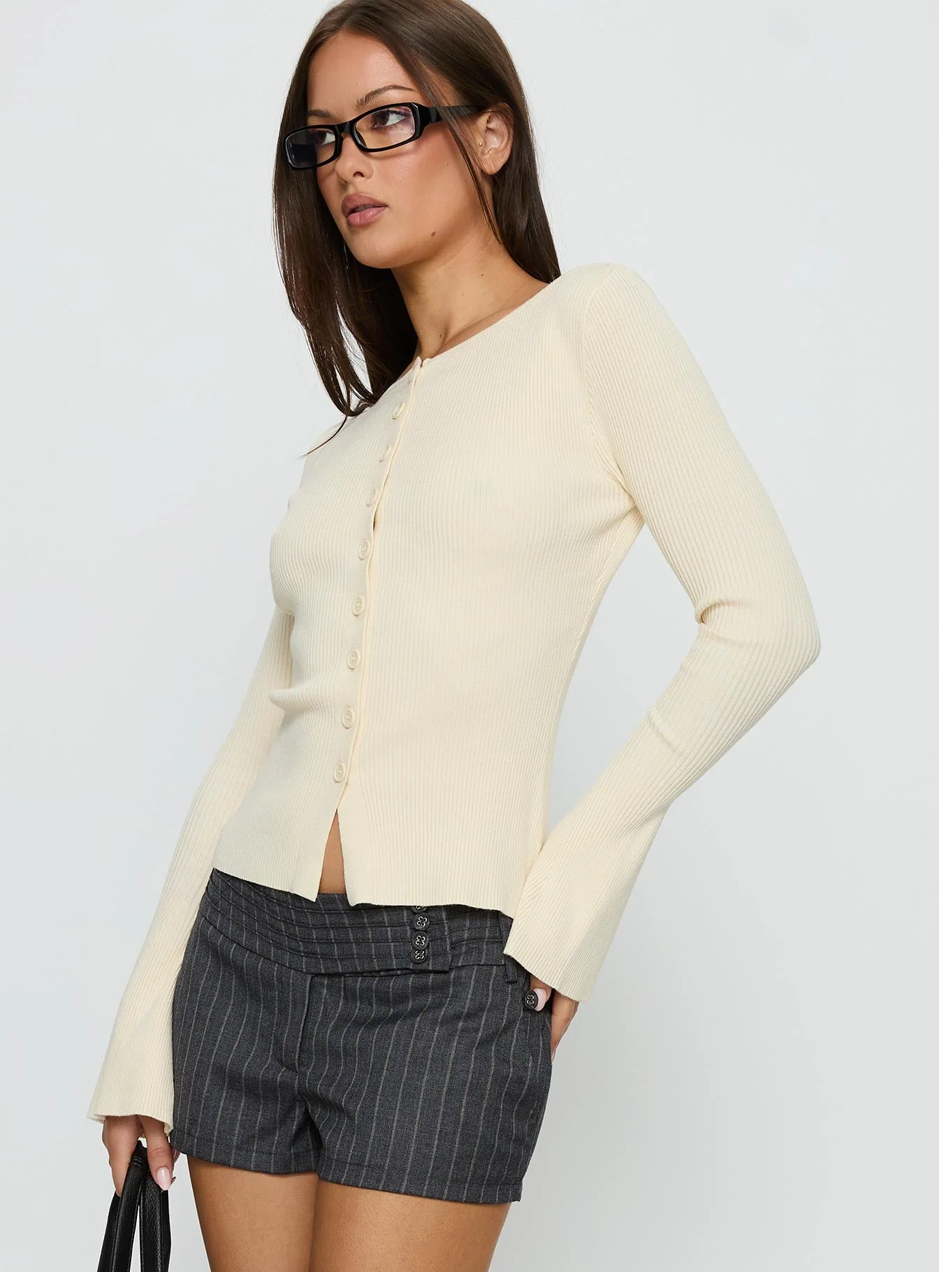 Tahnia Off Shoulder Button Up Top Butter - Image 5