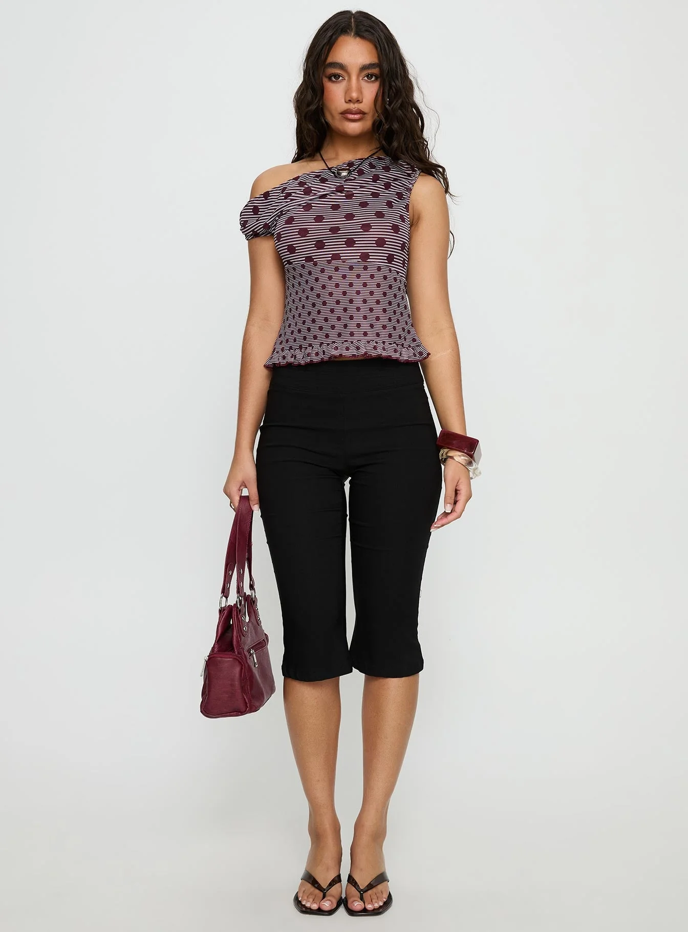 Tarya Top Stripe Polka Plum - Image 7