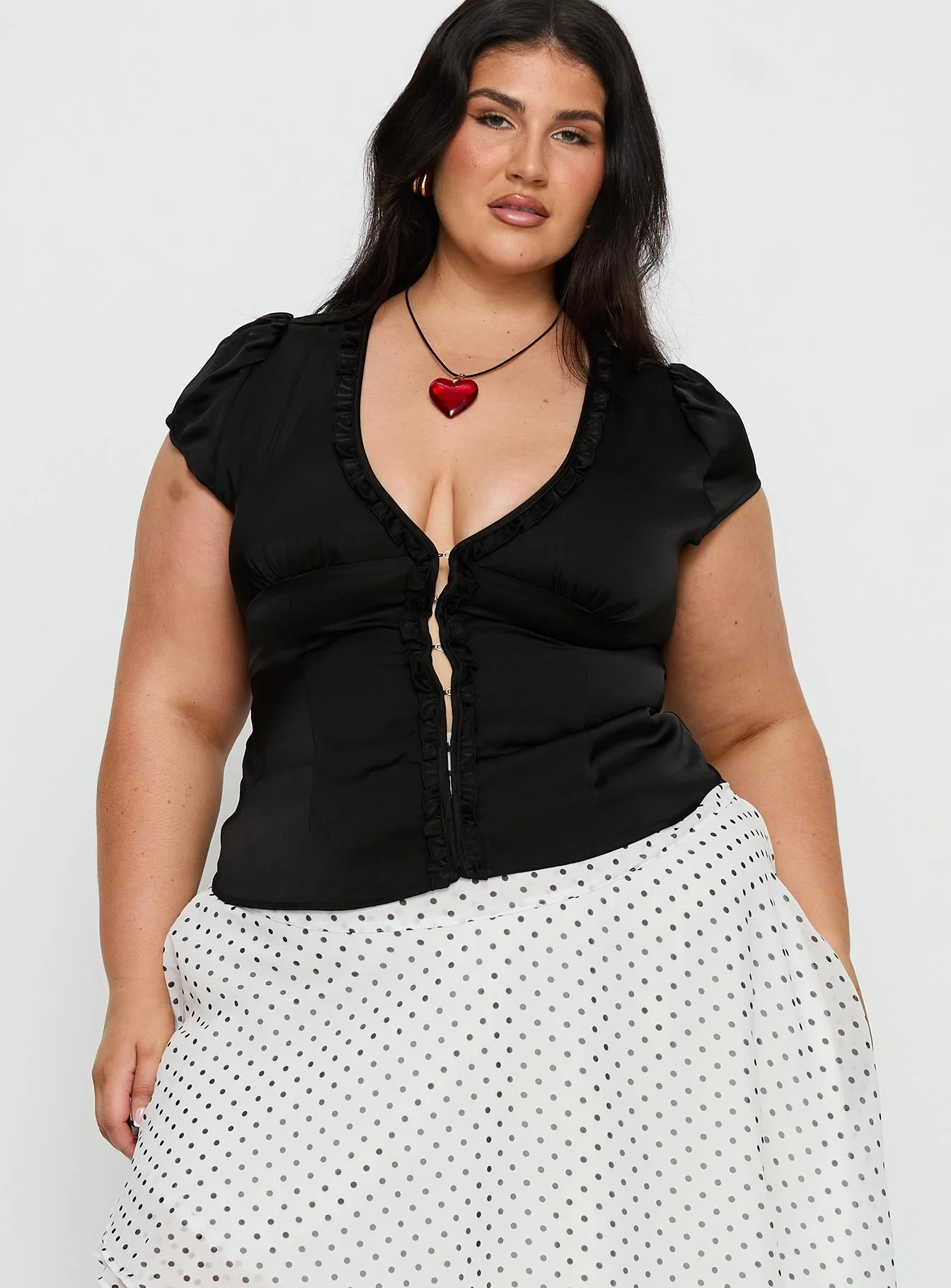 Tatianna Frill Blouse Top Black Curve - Image 2