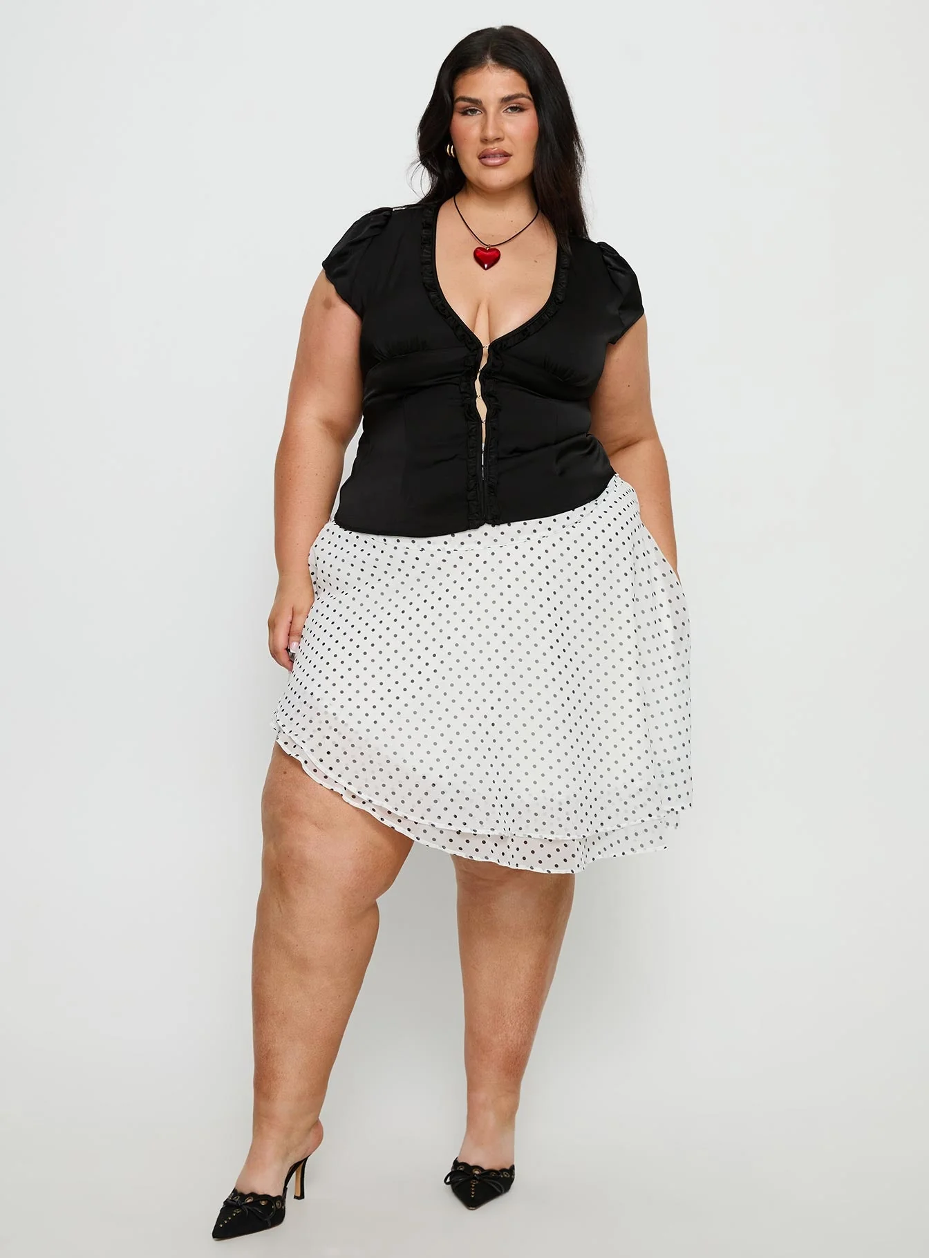 Tatianna Frill Blouse Top Black Curve - Image 3