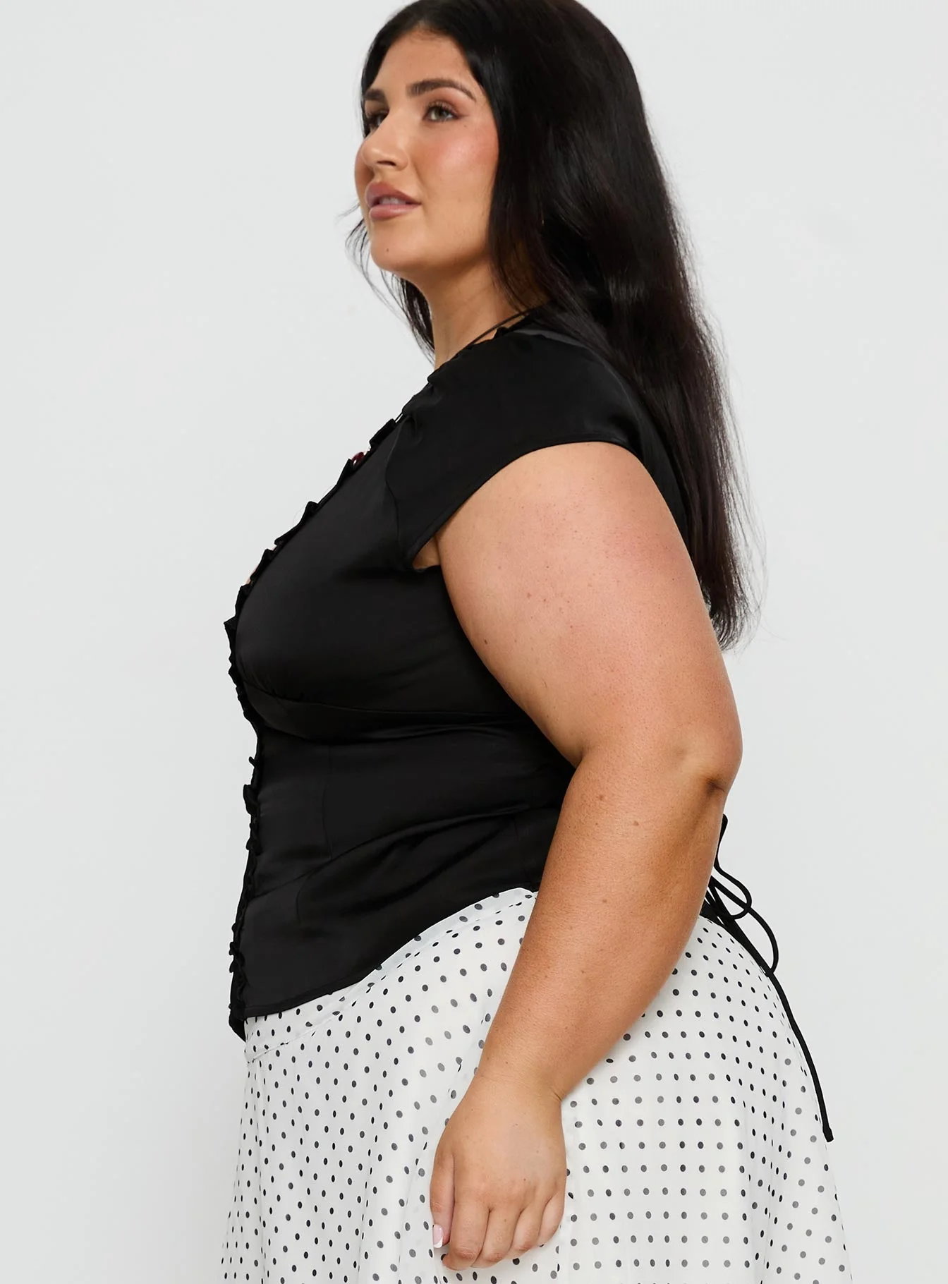 Tatianna Frill Blouse Top Black Curve - Image 4