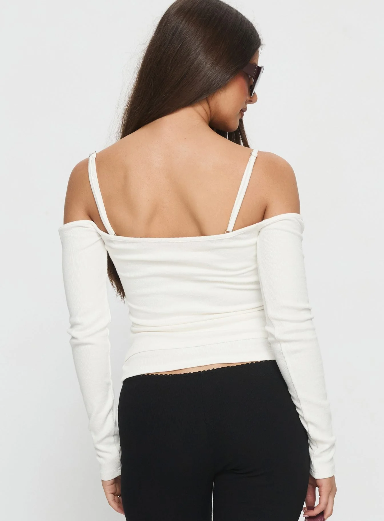 Teenage Dreams Layered Long Sleeve Top White - Image 5