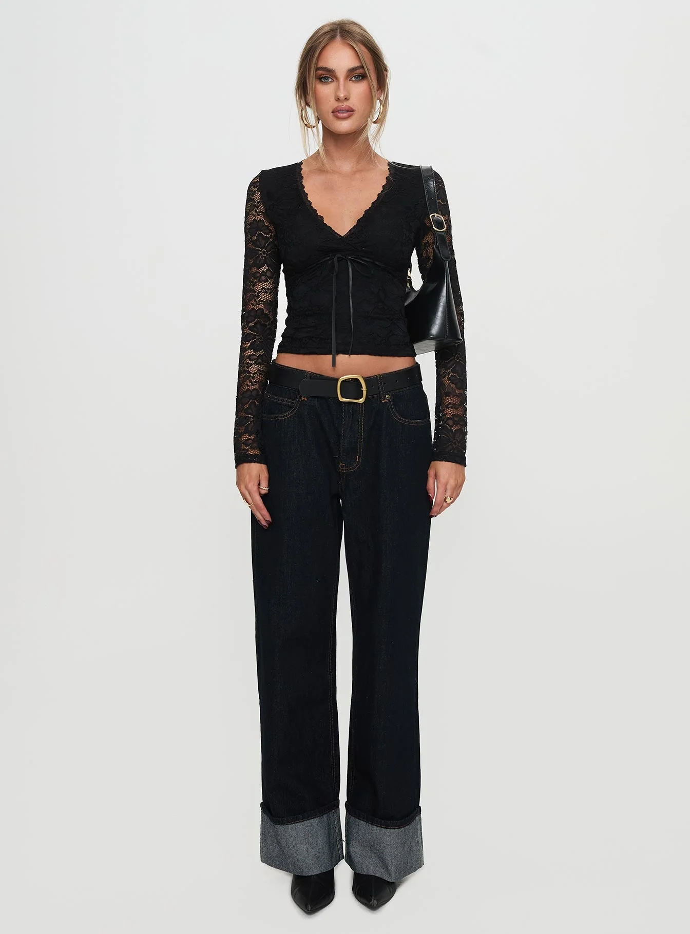 Temptation Incoming Long Sleeve Lace Top Black - Image 6