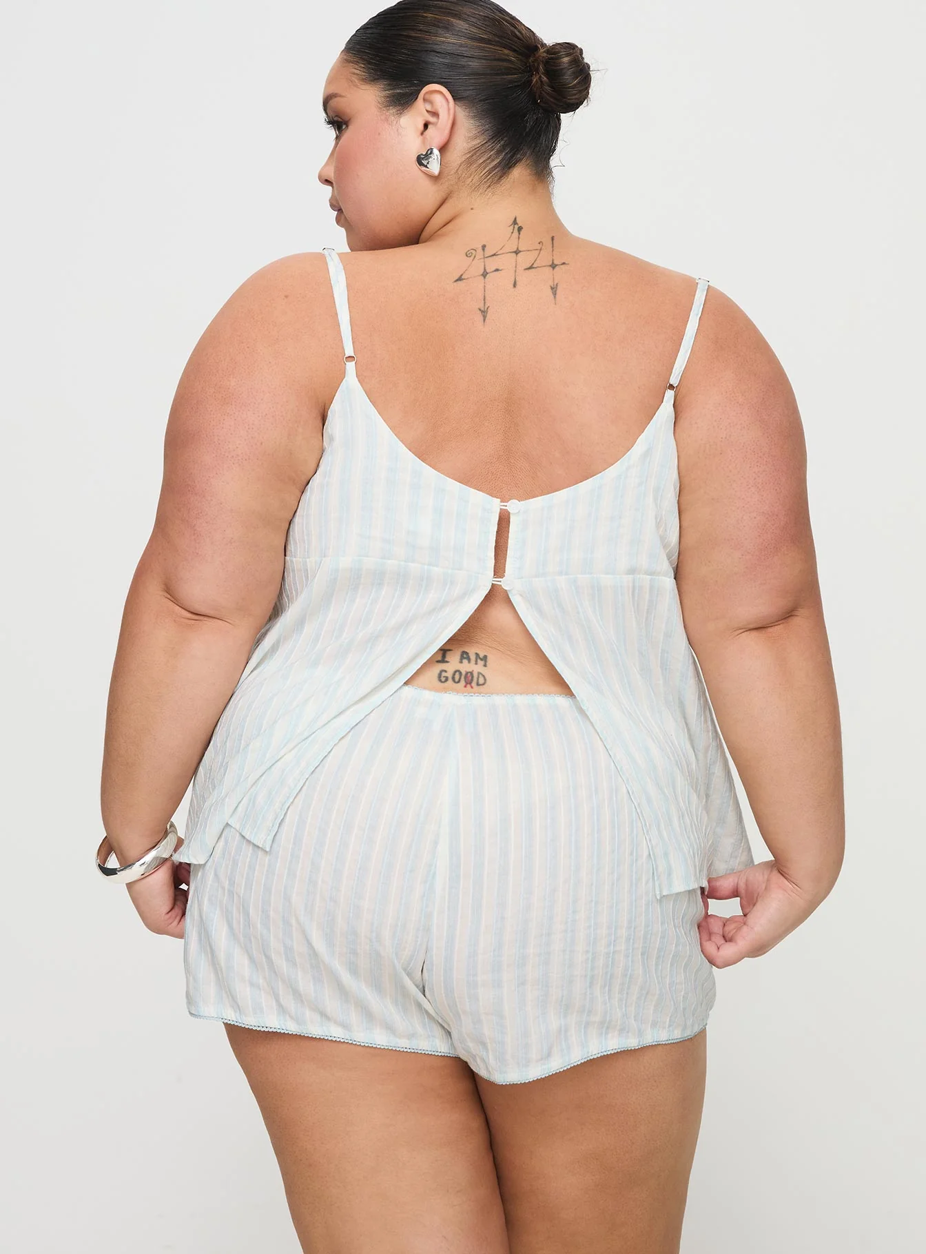 Tenderness Lace Sleep Set Blue / White Stripe Curve - Image 7