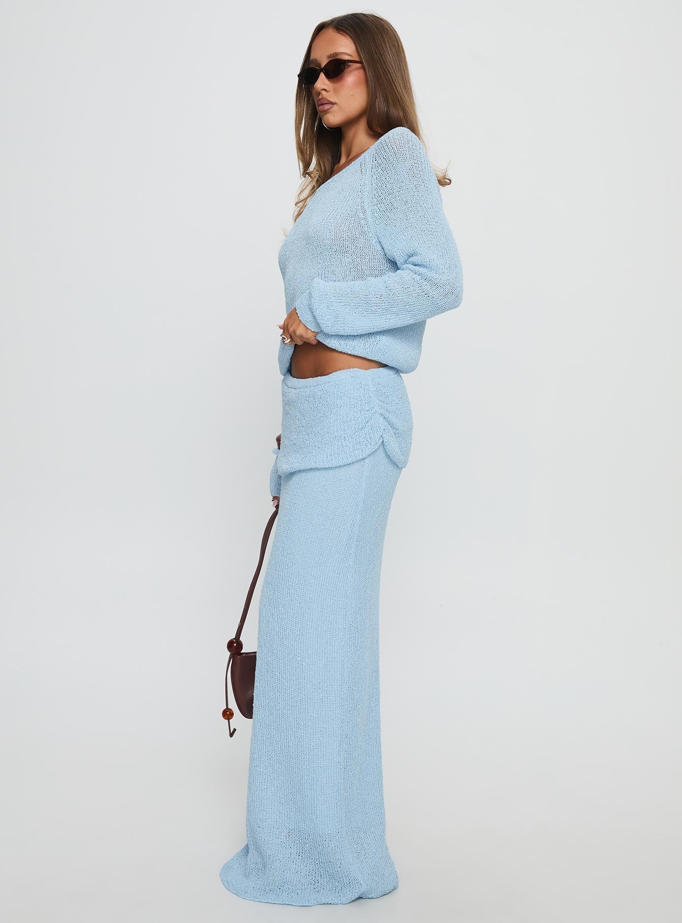 Tessira Boucle Maxi Skirt Blue - Image 4