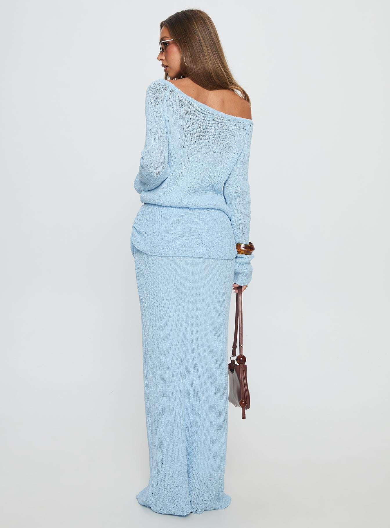 Tessira Boucle Maxi Skirt Blue - Image 5