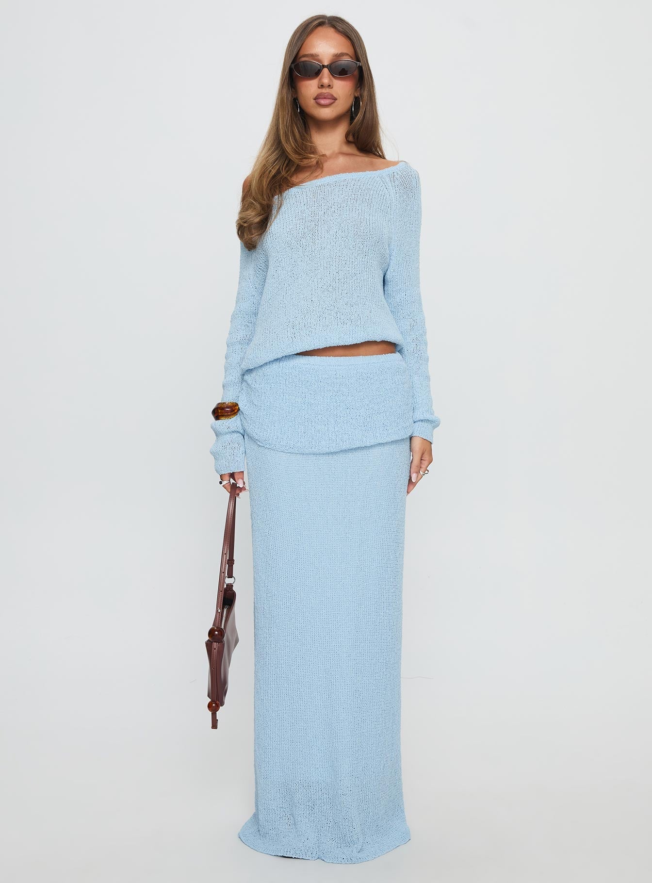 Tessira Boucle Maxi Skirt Blue - Image 7