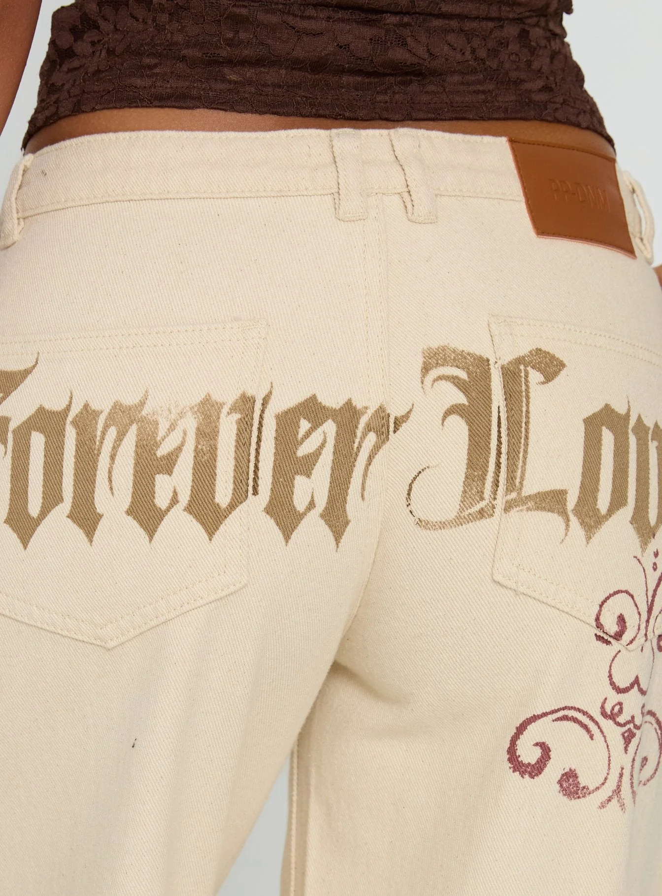 Than Forever Love Graphic Denim Jeans Cream - Image 5