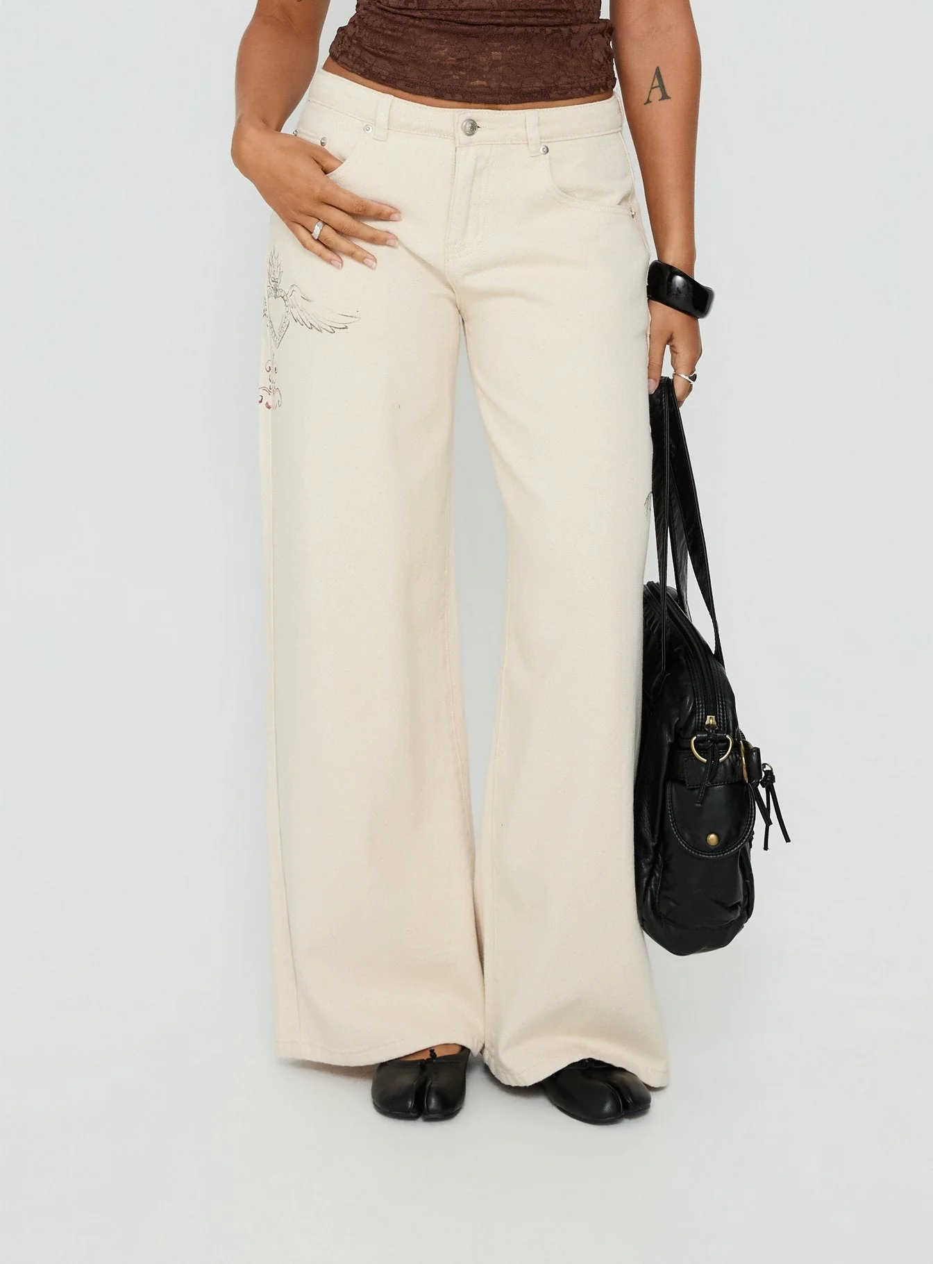Than Forever Love Graphic Denim Jeans Cream - Image 6