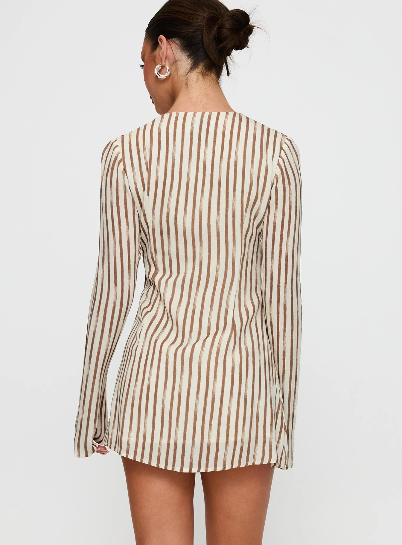 The Good Life Mini Dress Brown / White Stripe - Image 5