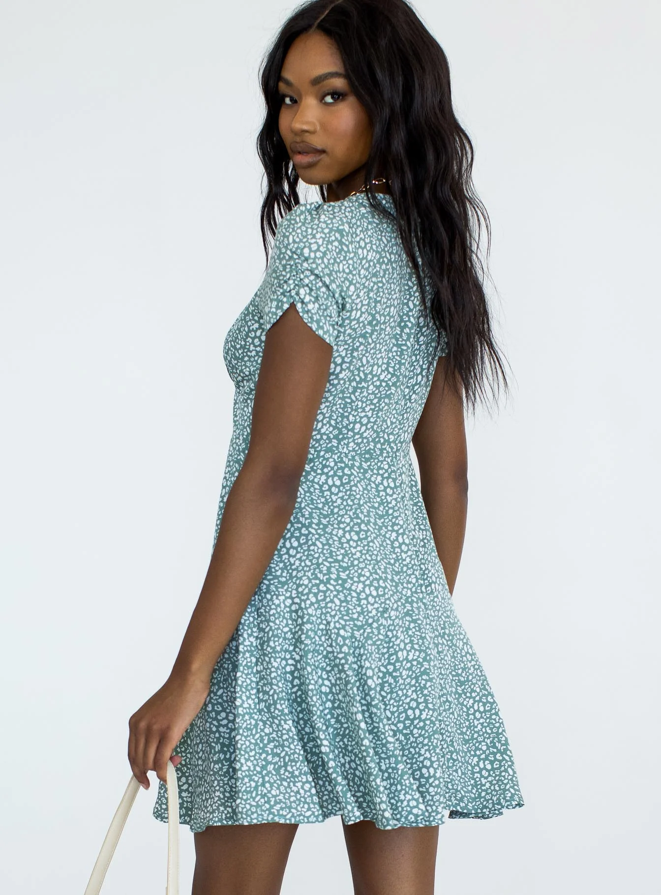 The Sting Mini Dress Green Leopard - Image 4