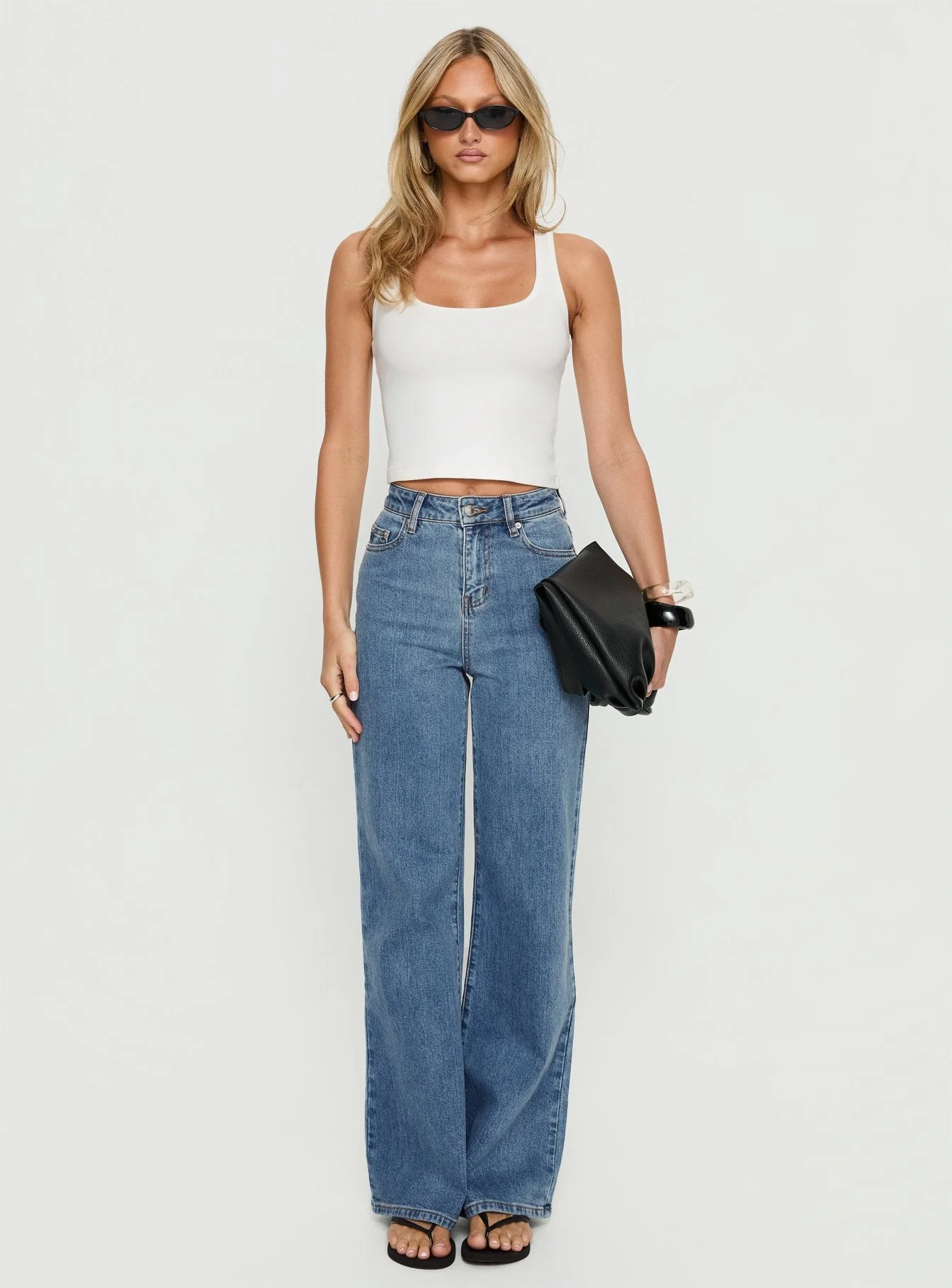 Thearlie High Rise Flared Jeans Mid Blue Wash - Image 6