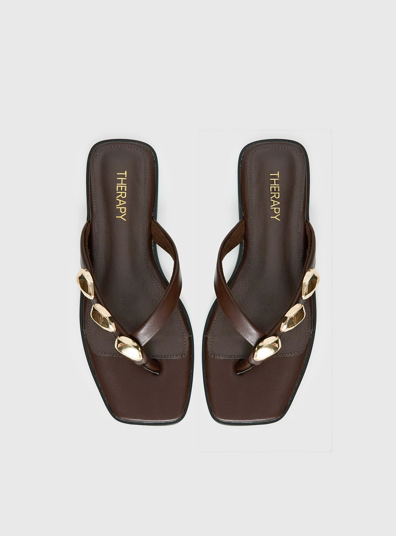 Therapy Guise Hardware Detail Sandals Brown / Gold - Image 6