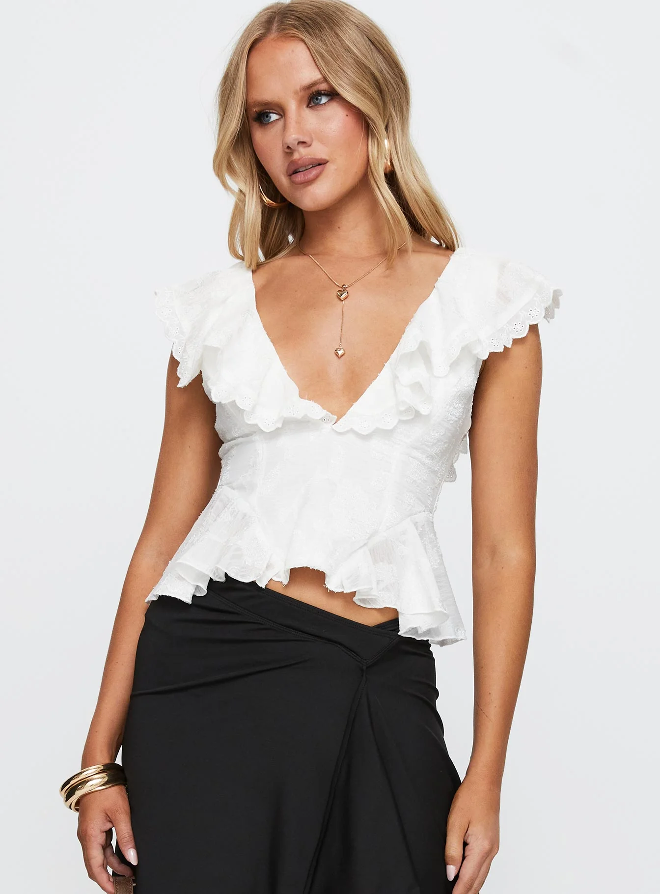Thespian Embroidered Top White - Image 3