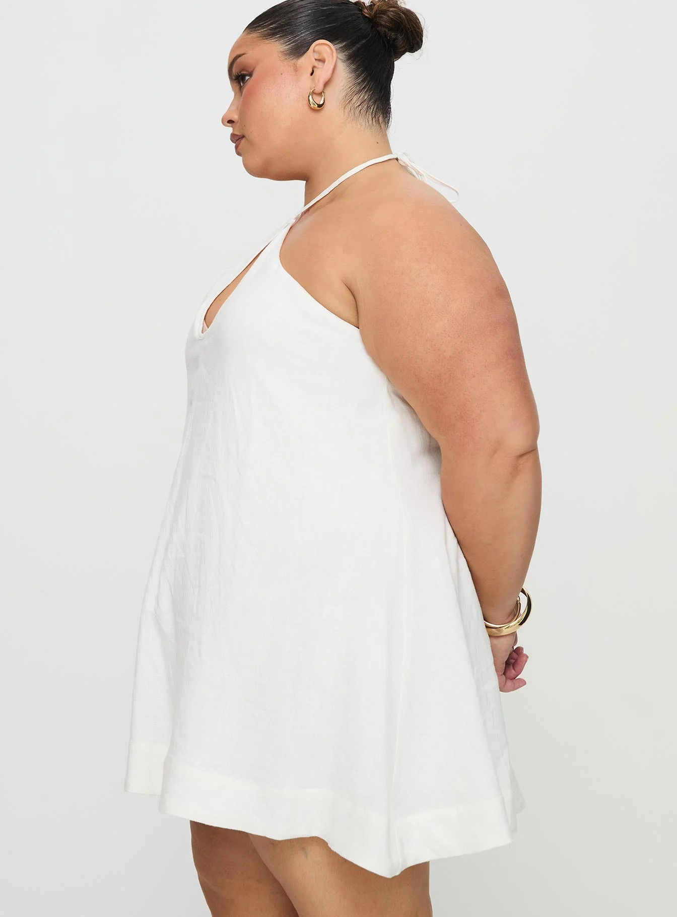 Thomasina Linen Halter Dress White Curve - Image 4
